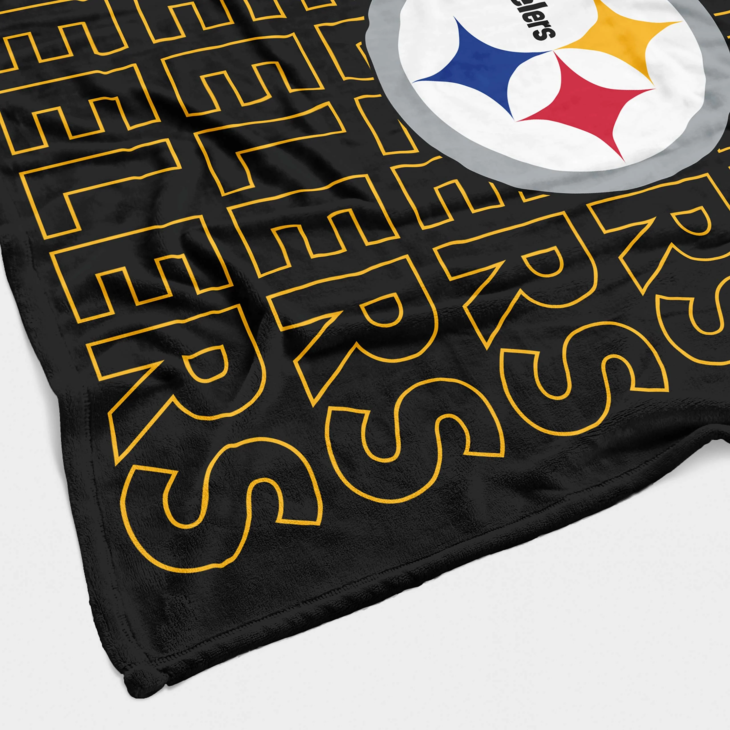 Pegasus Sports NFL Echo Team Wordmark Plush Blanket- Pittsburgh Steelers, Team Color, 60x70 - Image 4