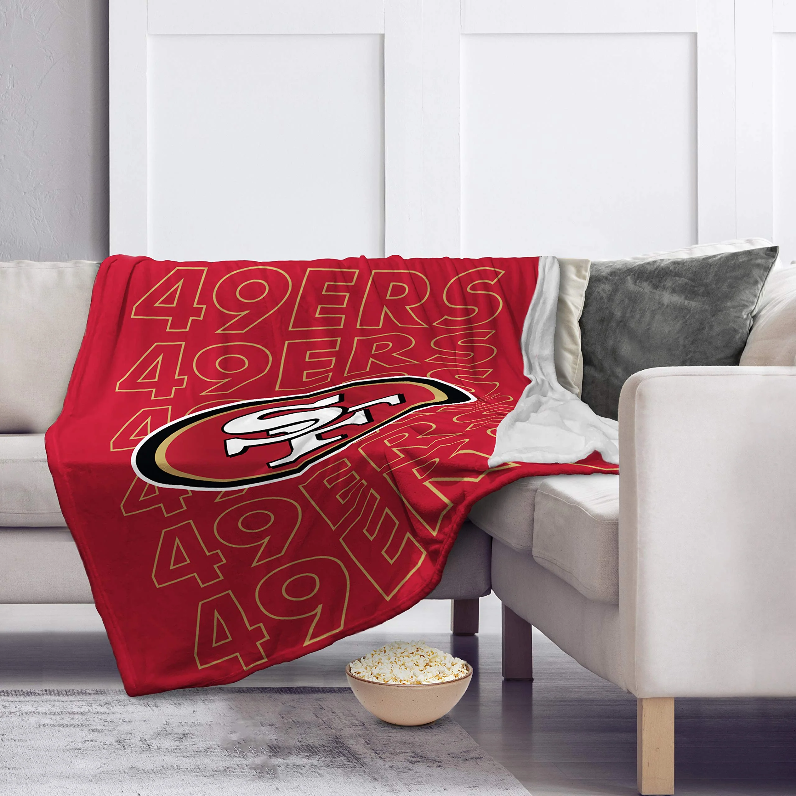 Pegasus Sports NFL Echo Team Wordmark Plush Blanket- San Francisco 49ers, Team Color, 60x70 - Image 2