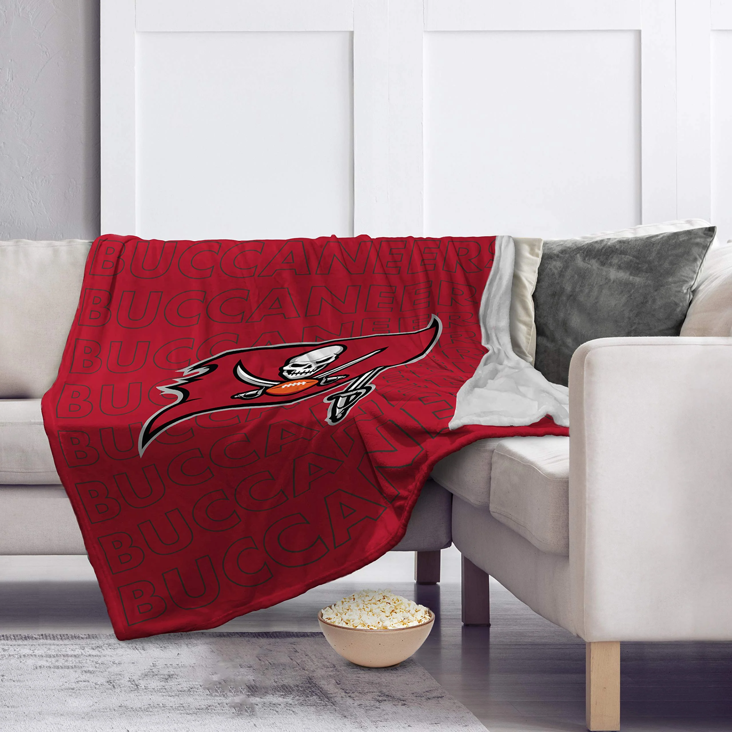 Pegasus Sports NFL Echo Team Wordmark Plush Blanket- Tampa Bay Buccaneers, Team Color, 60x70 - Image 3