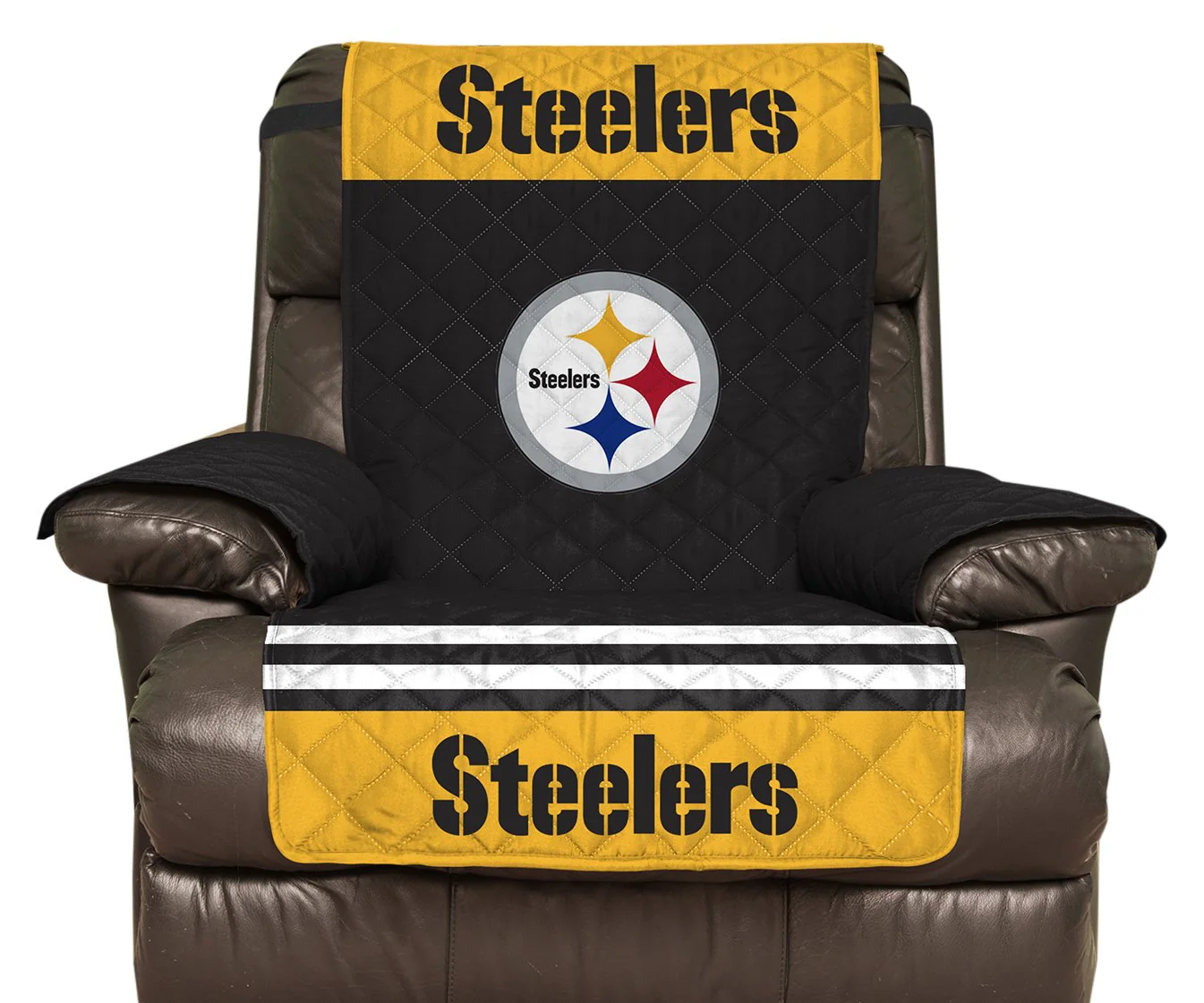 Pegasus Sports NFL Pittsburgh Steelers Furniture Protector with Elastic Straps, Recliner, Black