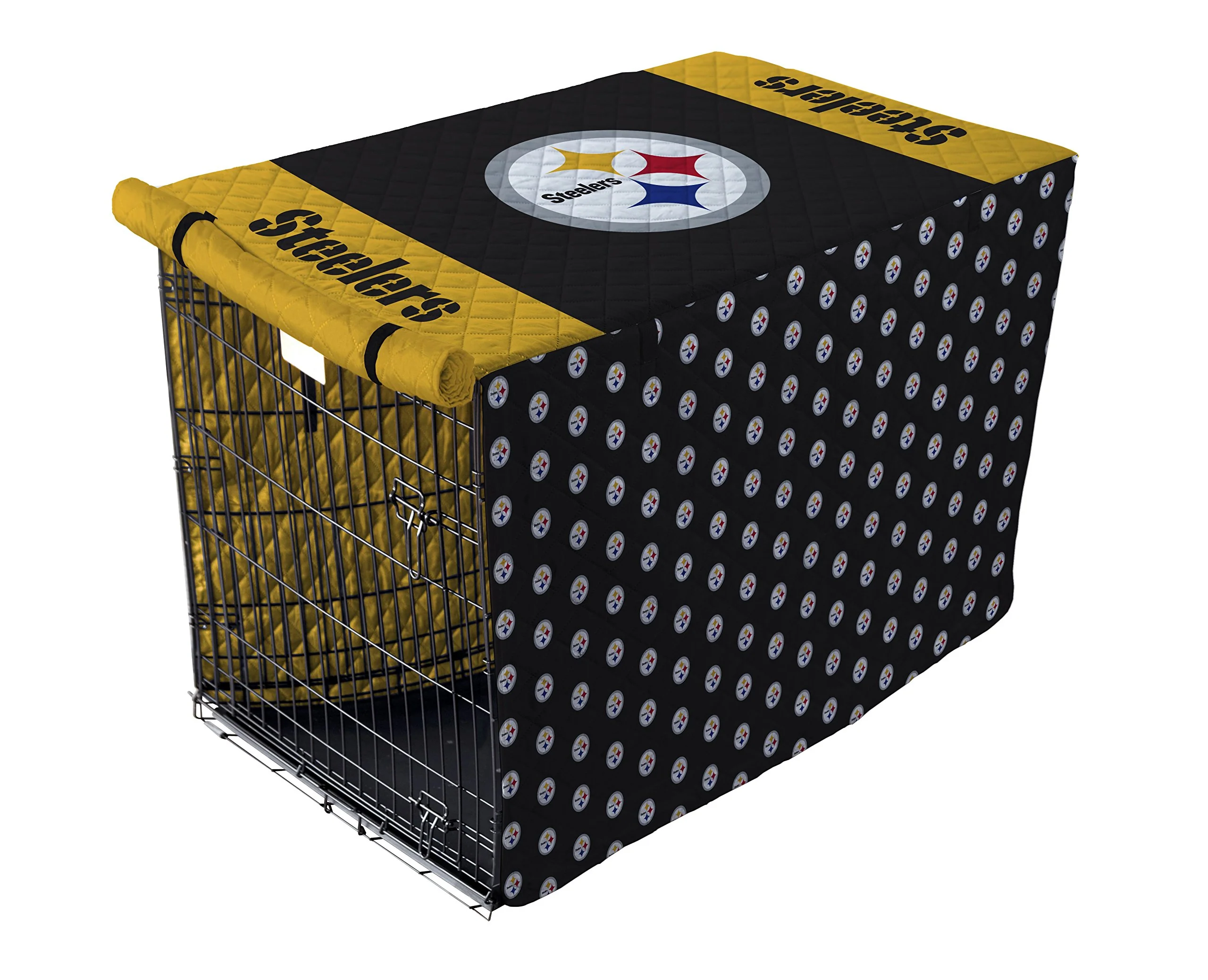 Pegasus Sports NFL Pittsburgh Steelers Pittsburgh Steelers Pet Crate Cover, Black, 48-Inch