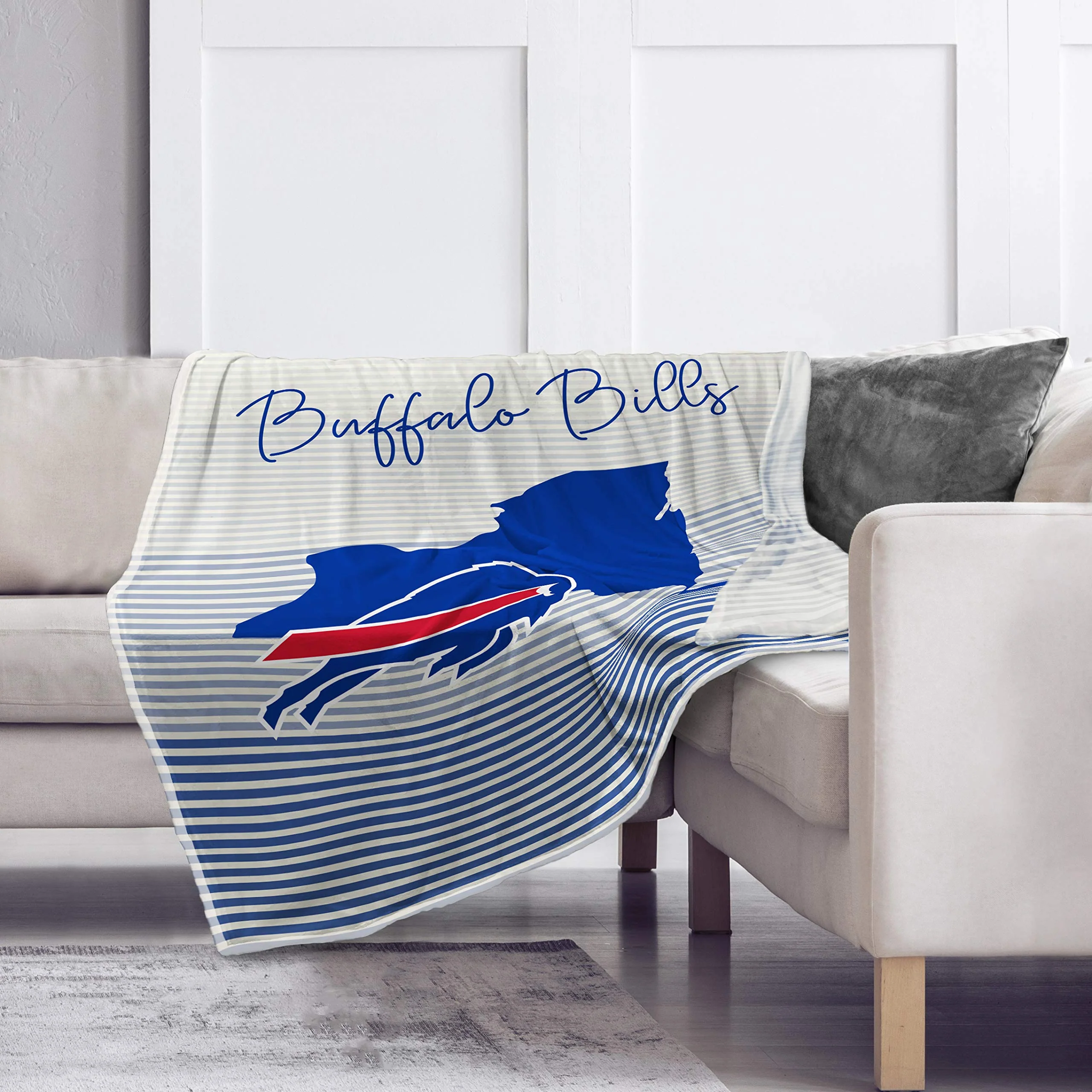 Pegasus Sports NFL Ultra Fleece State Stripe Blanket- Buffalo Bills, 60x70 - Image 2