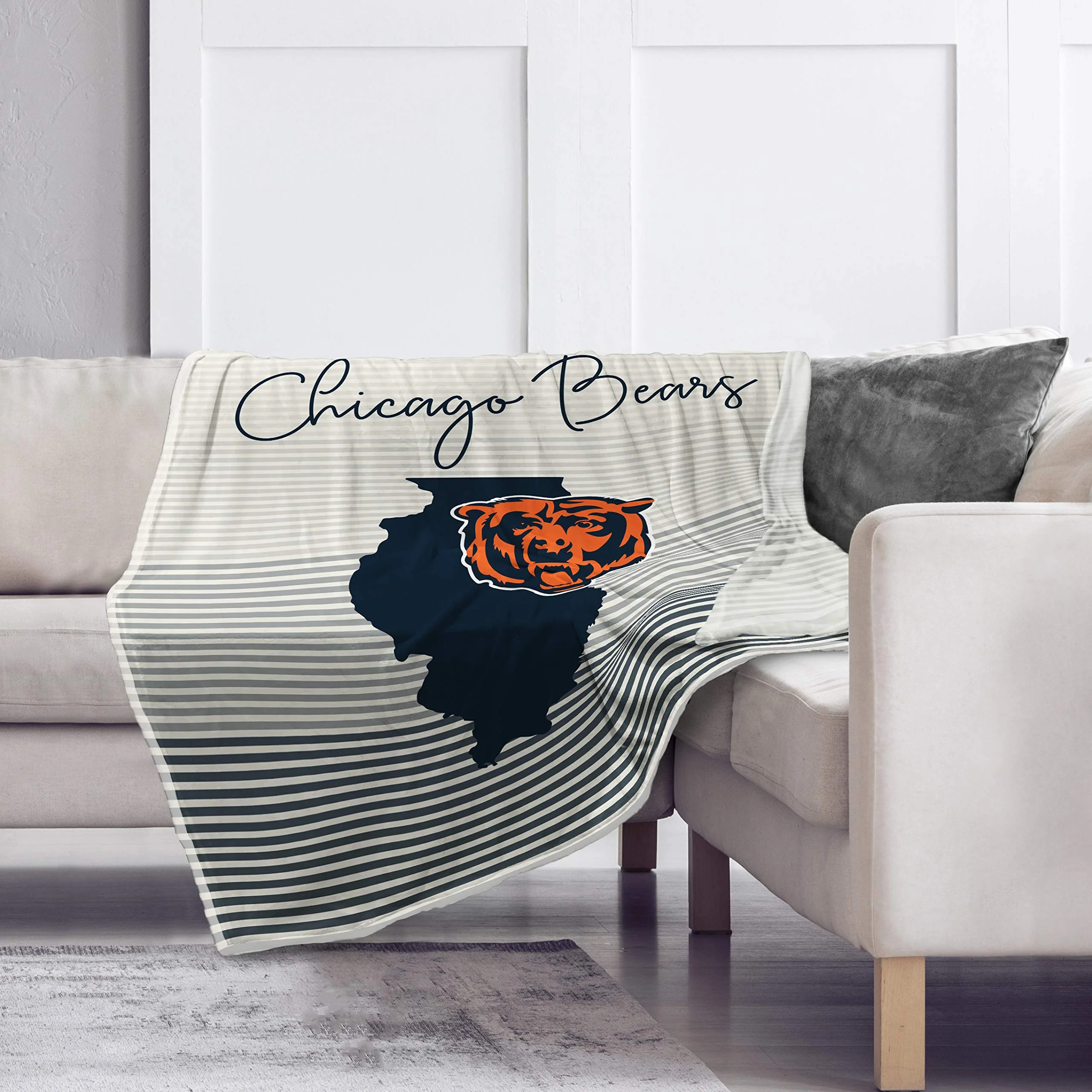 Pegasus Sports NFL Ultra Fleece State Stripe Blanket- Chicago Bears Team Color 60x70 - Image 2