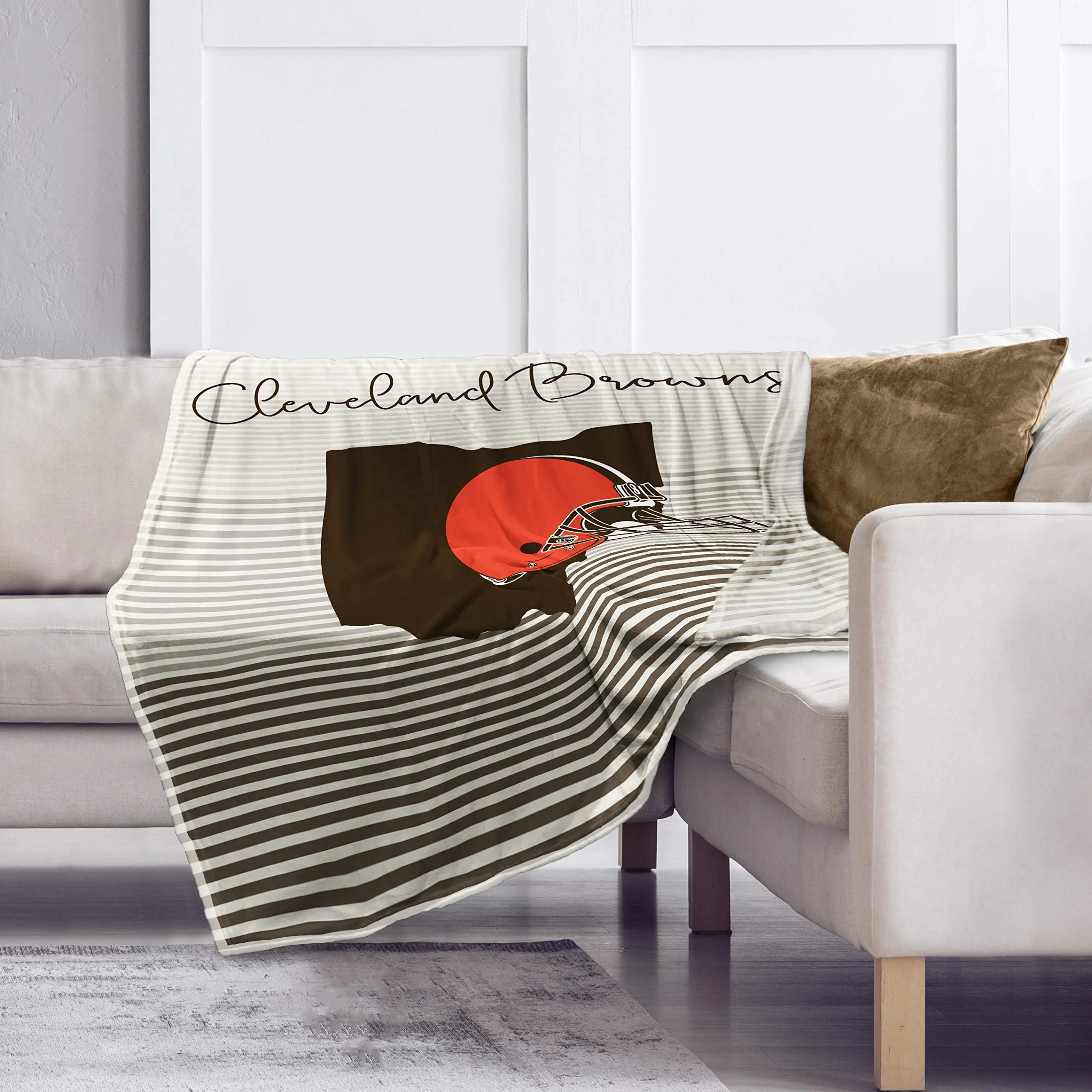 Pegasus Sports NFL Ultra Fleece State Stripe Blanket- Cleveland Browns, Team Color, 60x70 - Image 3