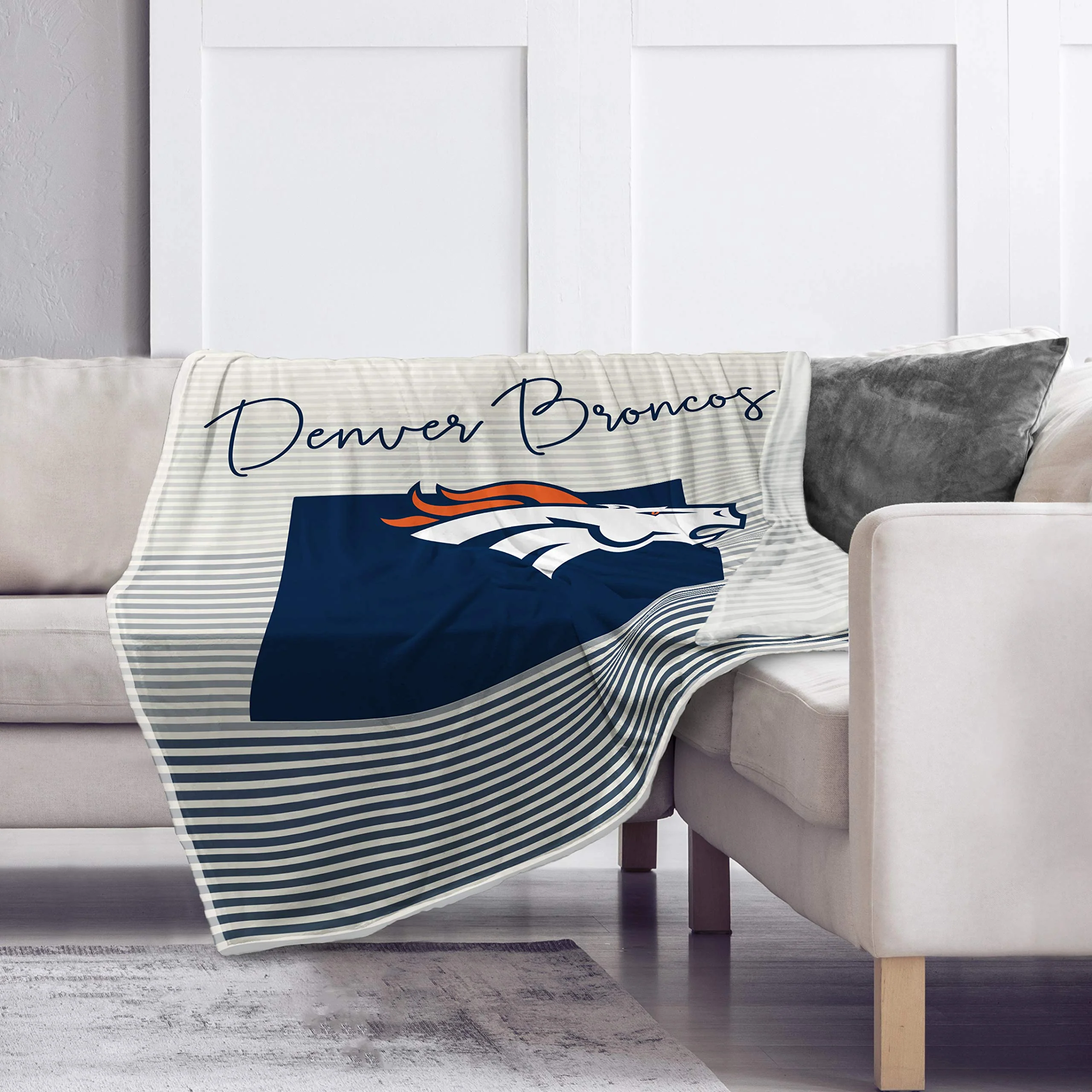 Pegasus Sports NFL Ultra Fleece State Stripe Blanket- Denver Broncos, Team Color, 60x70 - Image 2