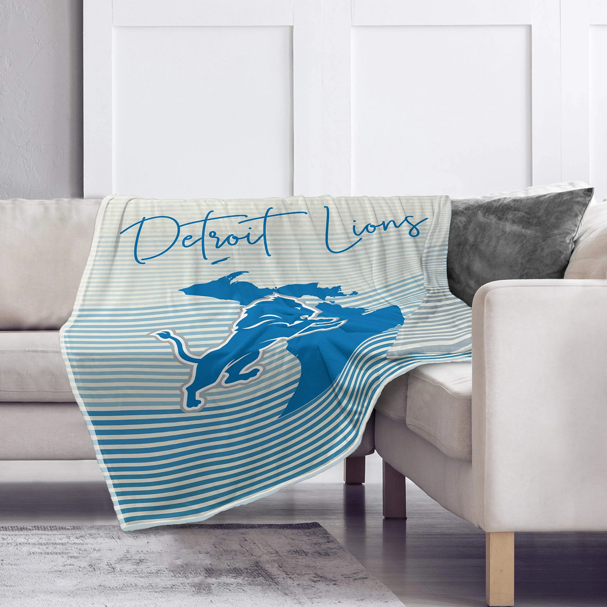 Pegasus Sports NFL Ultra Fleece State Stripe Blanket- Detroit Lions, Team Color, 60x70 - Image 2