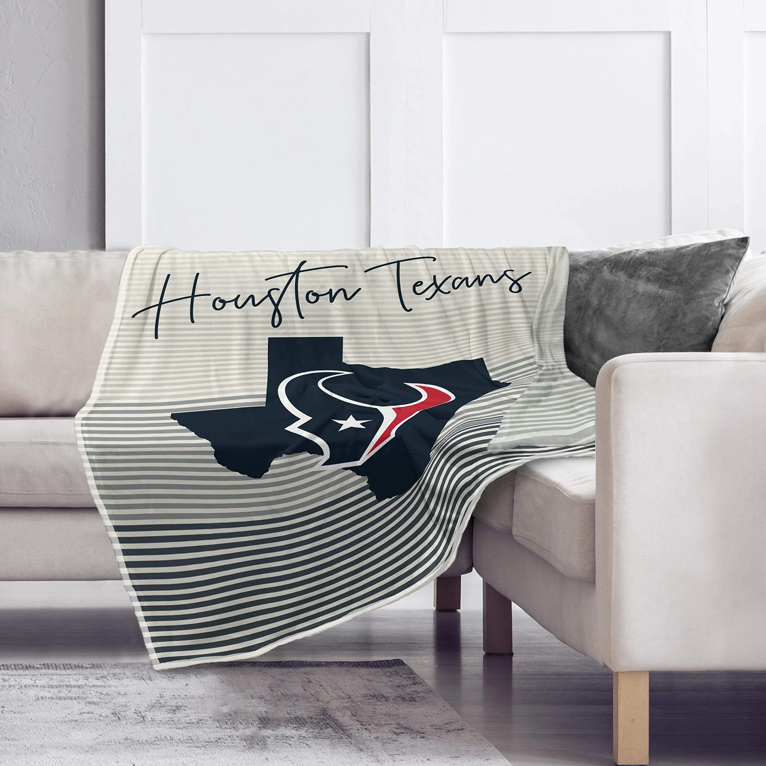 Pegasus Sports NFL Ultra Fleece State Stripe Blanket- Houston Texans, Team Color, 60x70 - Image 2
