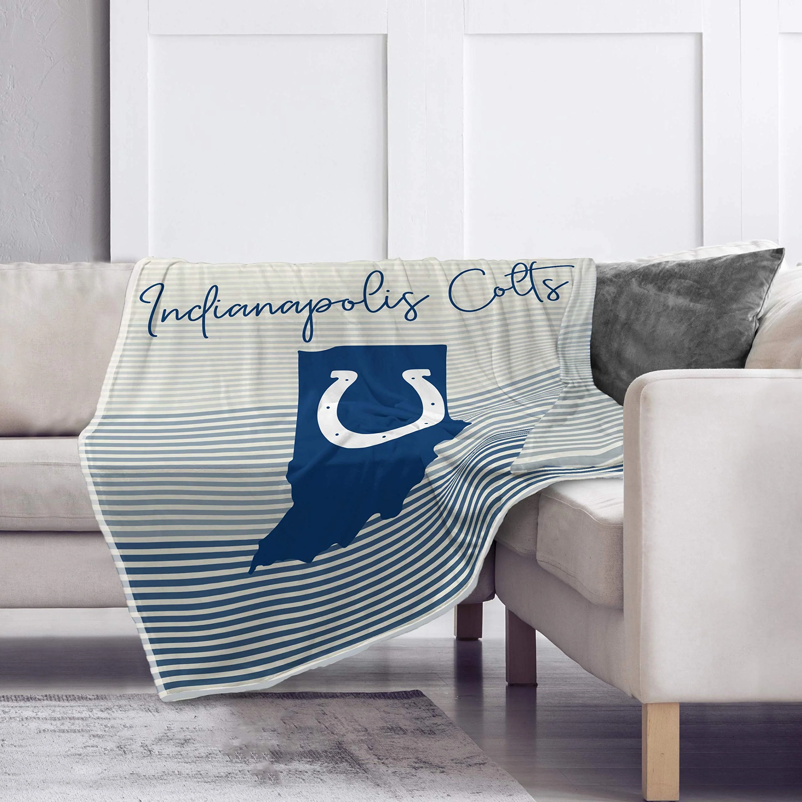 Pegasus Sports NFL Ultra Fleece State Stripe Blanket- Indianapolis Colts, Team Color, 60x70 - Image 2