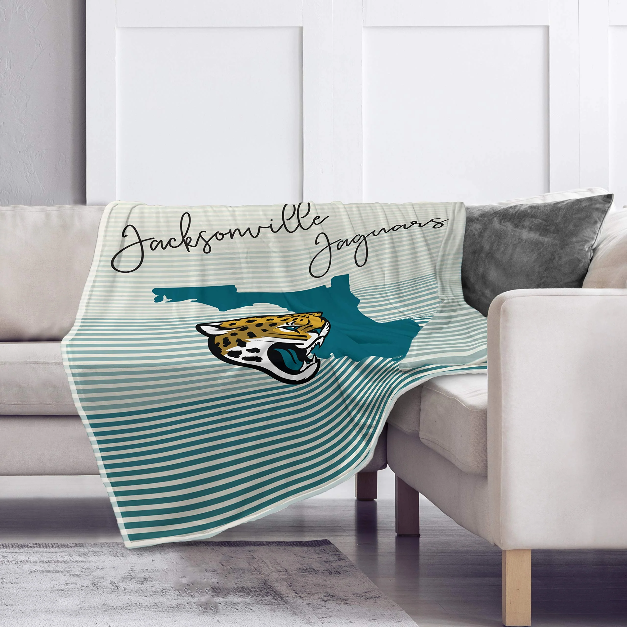Pegasus Sports NFL Ultra Fleece State Stripe Blanket- Jacksonville Jaguars, Team Color, 60x70 - Image 2