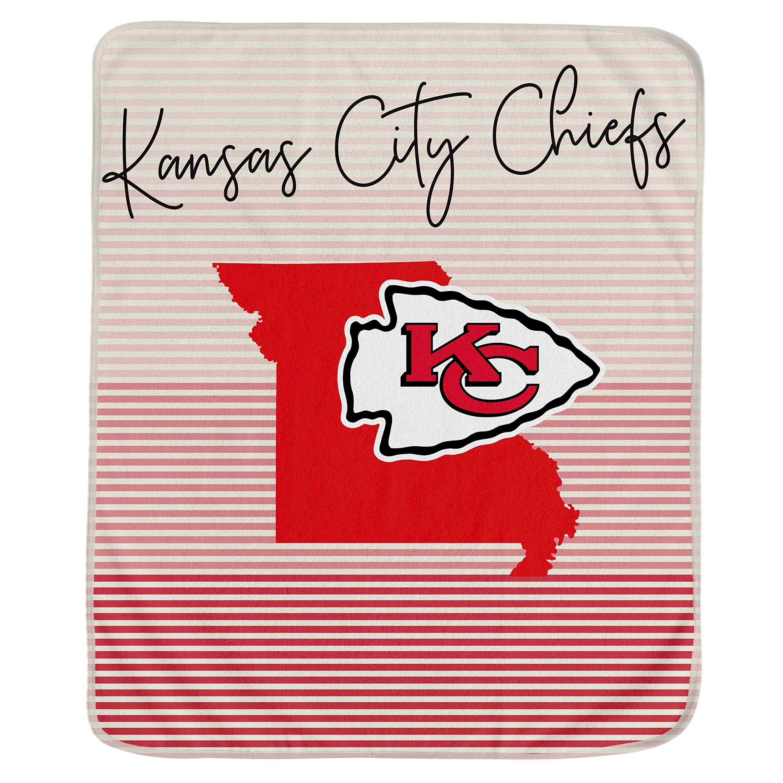 Pegasus Sports NFL Ultra Fleece State Stripe Blanket- Kansas City Chiefs, Team Color, 60x70