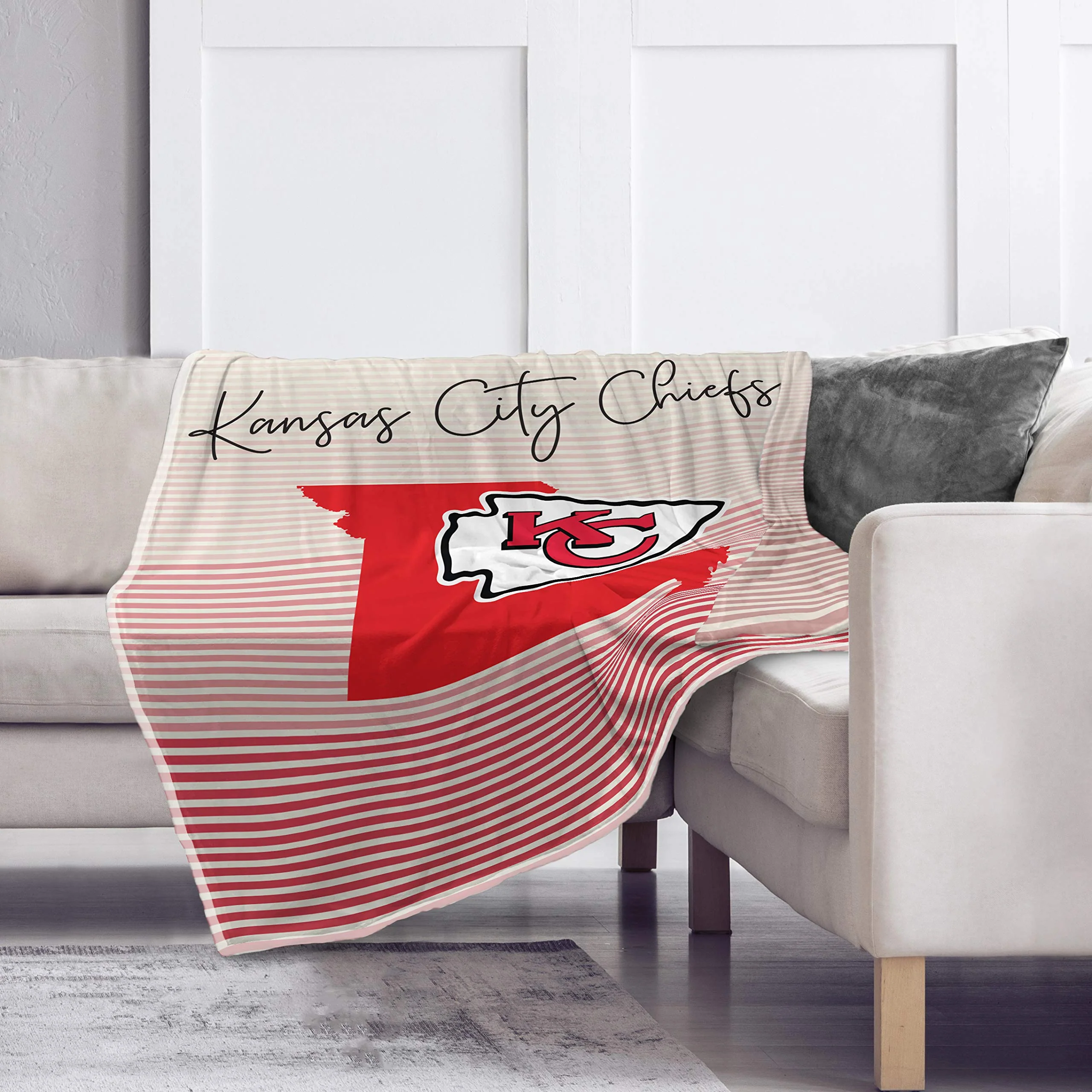 Pegasus Sports NFL Ultra Fleece State Stripe Blanket- Kansas City Chiefs, Team Color, 60x70 - Image 2