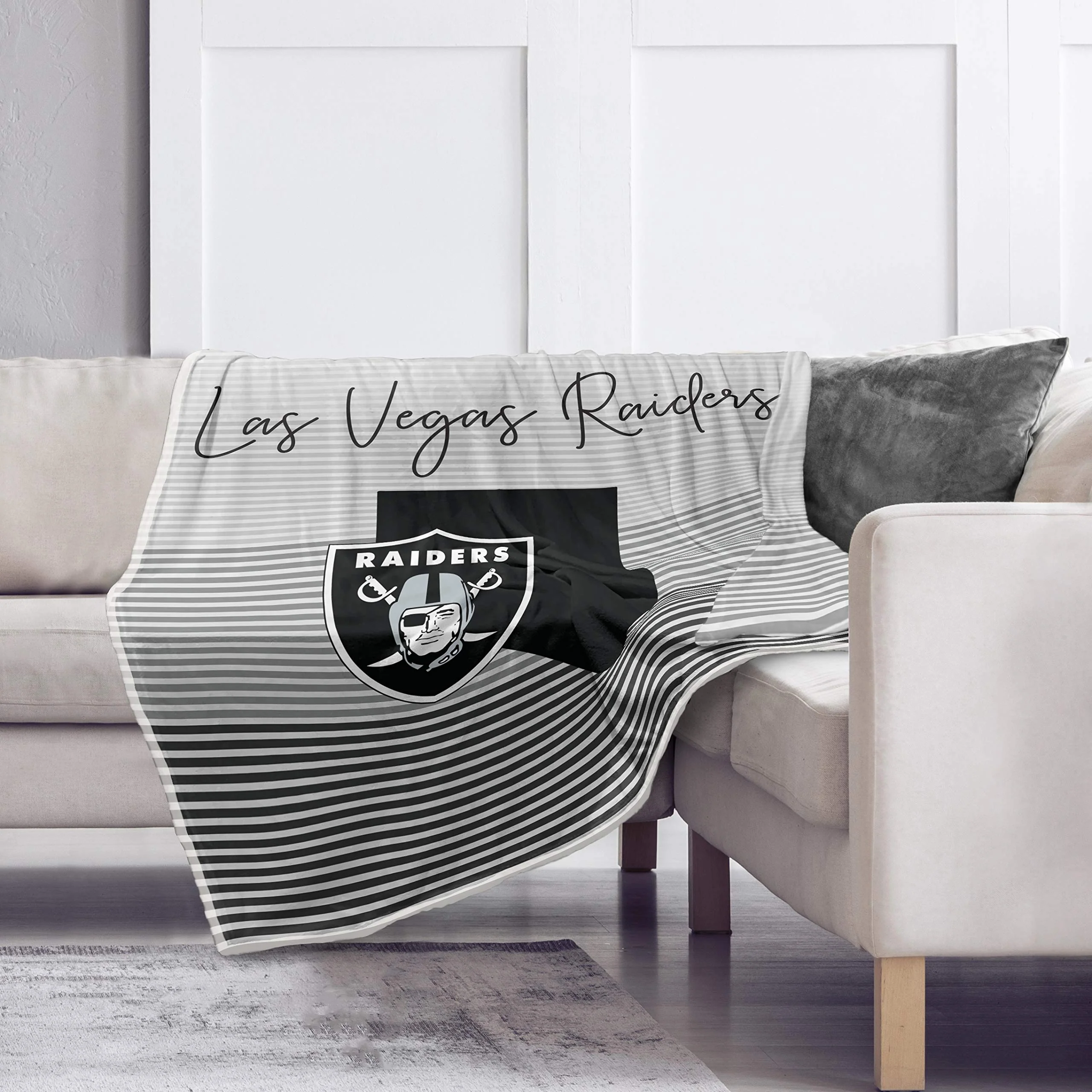 Pegasus Sports NFL Ultra Fleece State Stripe Blanket- Las Vegas Raiders, 60x70 - Image 2