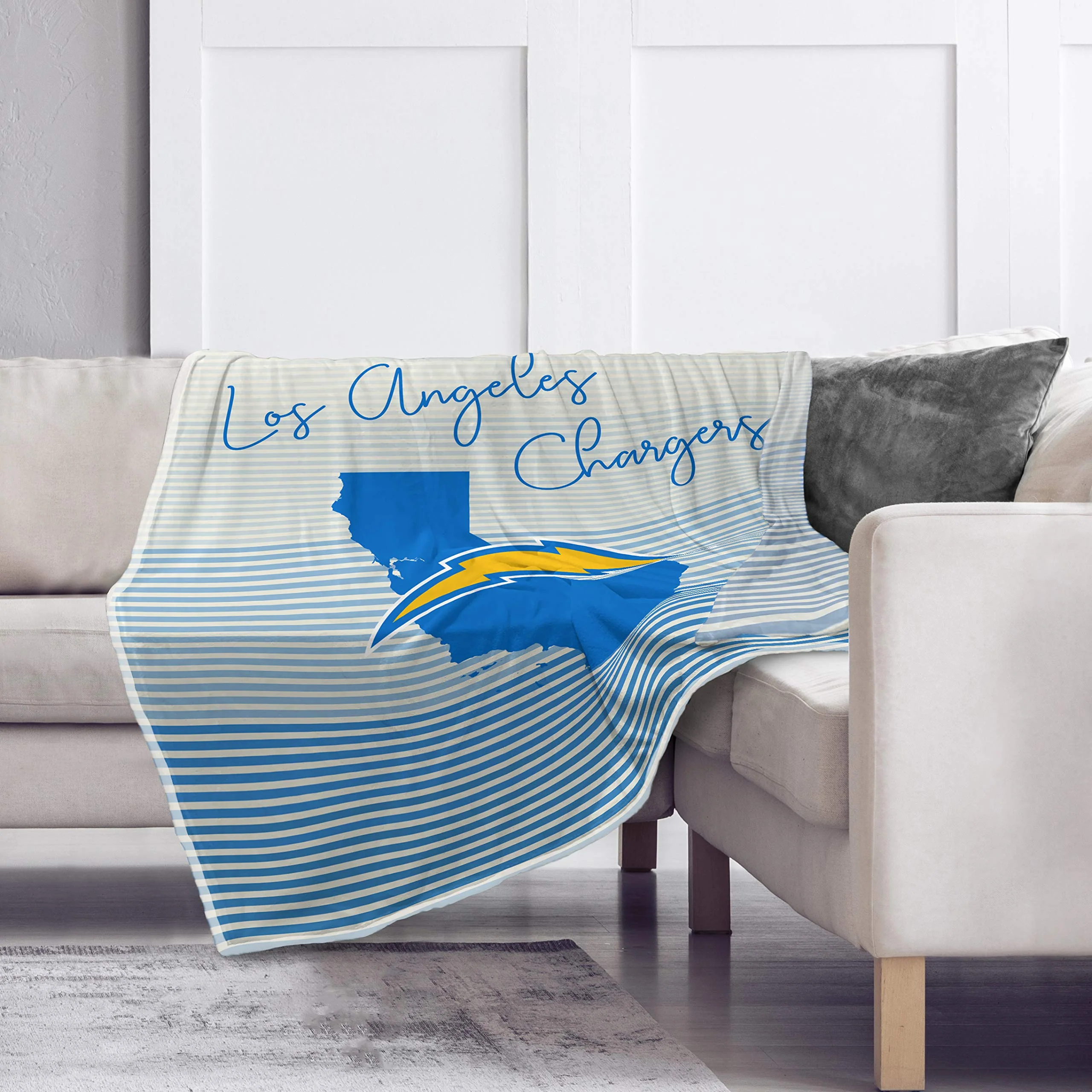 Pegasus Sports NFL Ultra Fleece State Stripe Blanket- Los Angeles Chargers, Team Color, 60x70 - Image 2