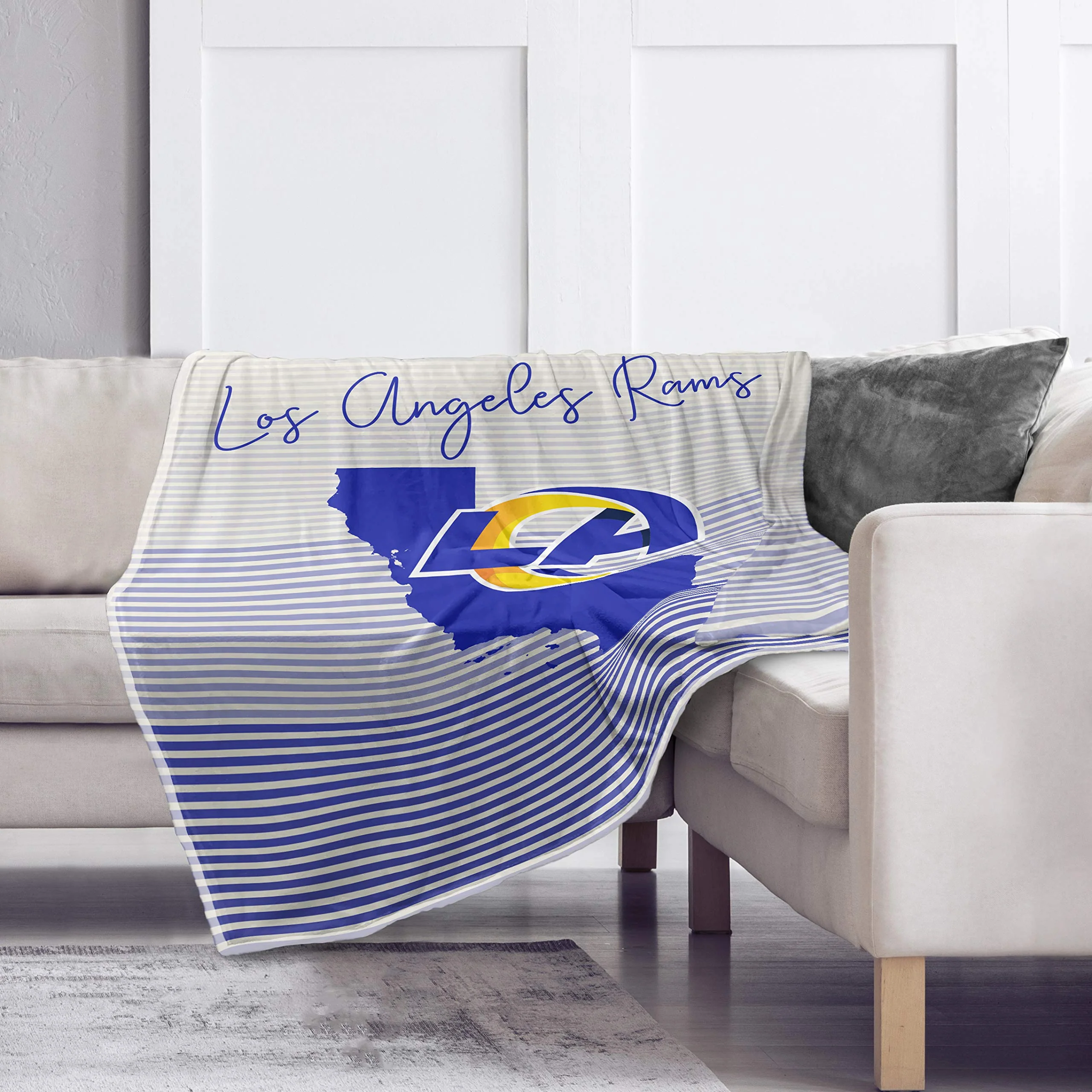 Pegasus Sports NFL Ultra Fleece State Stripe Blanket- Los Angeles Rams, Team Color, 60x70 - Image 2
