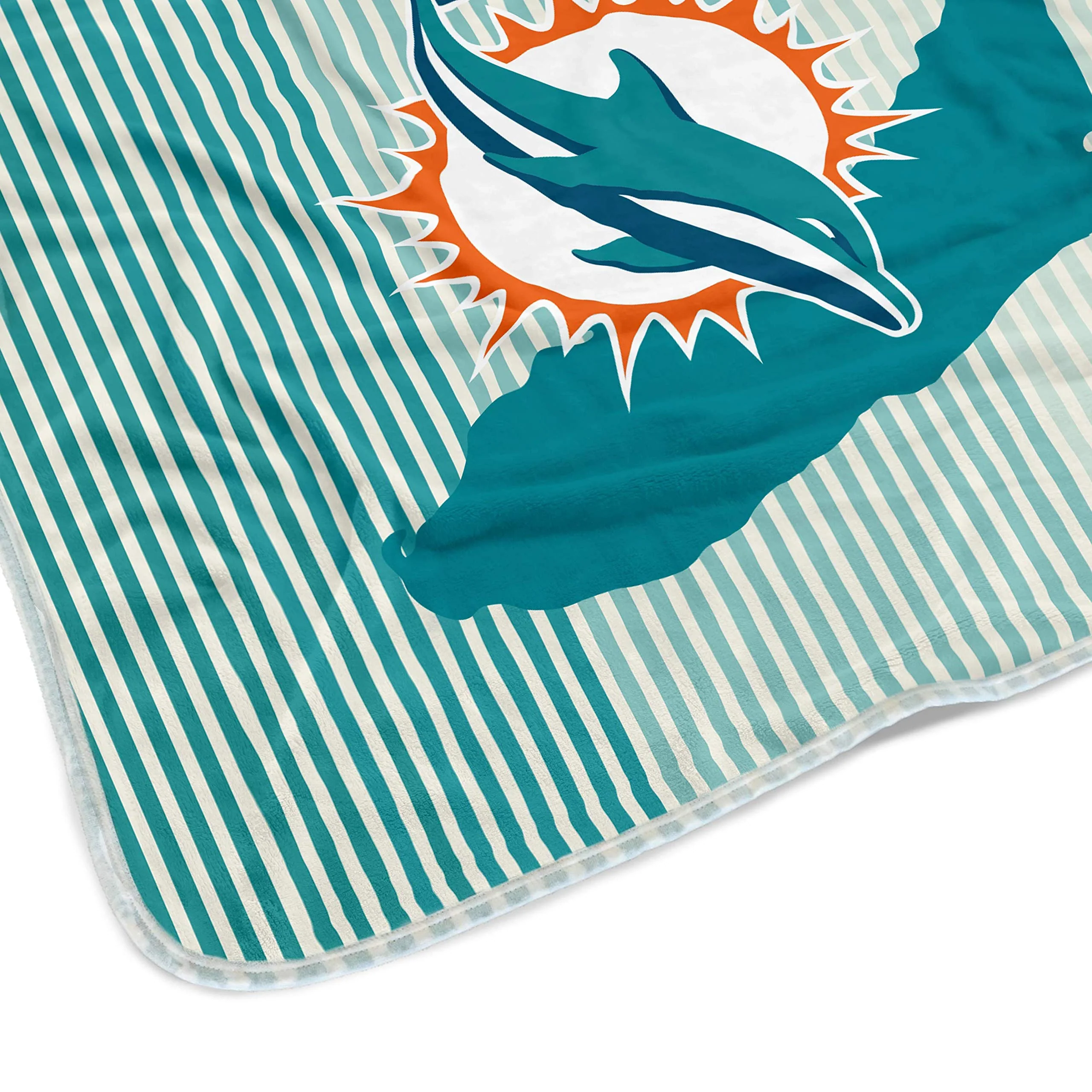 Pegasus Sports NFL Ultra Fleece State Stripe Blanket- Miami Dolphins Team Color 60x70 - Image 4