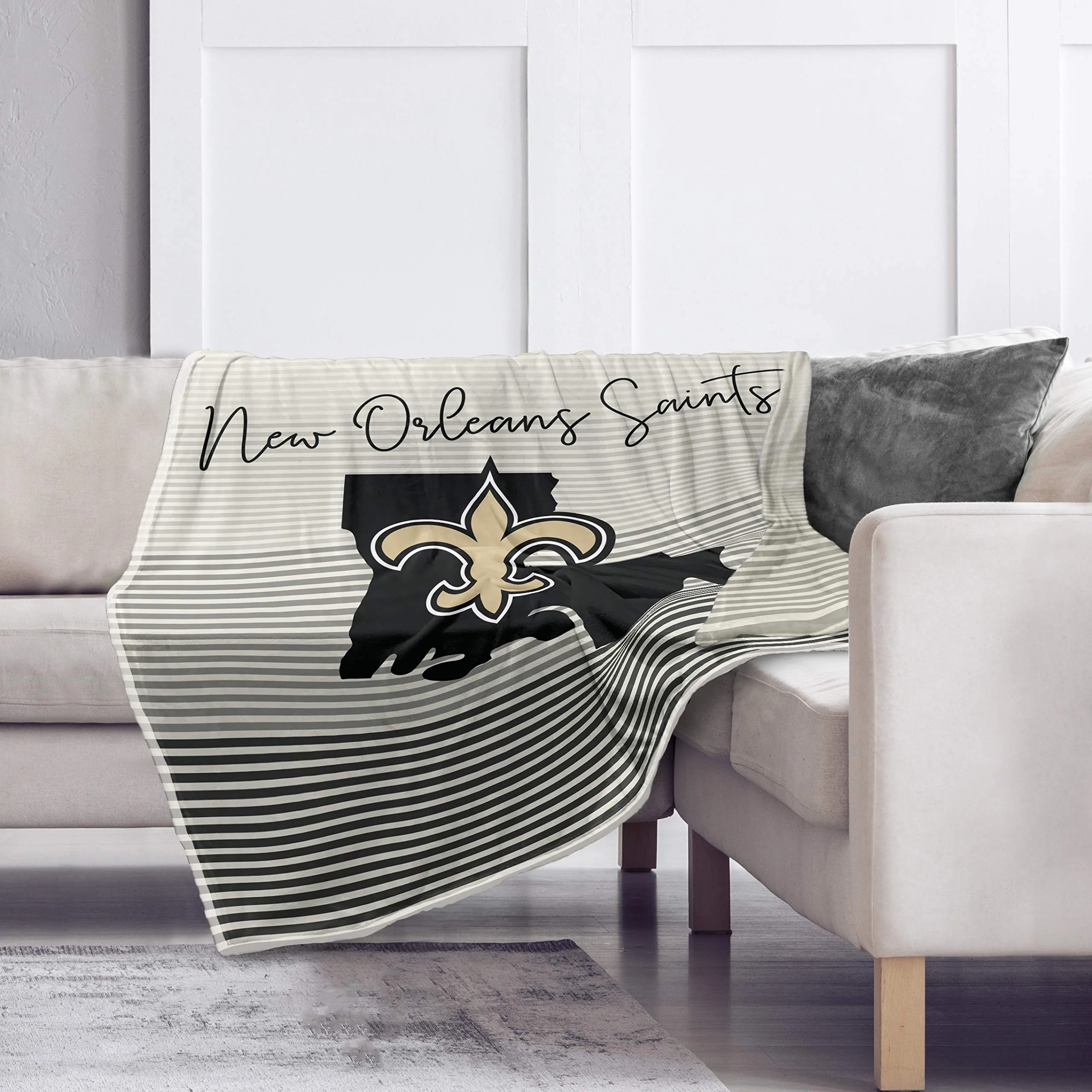 Pegasus Sports NFL Ultra Fleece State Stripe Blanket- New Orleans Saints, Team Color, 60x70 - Image 2