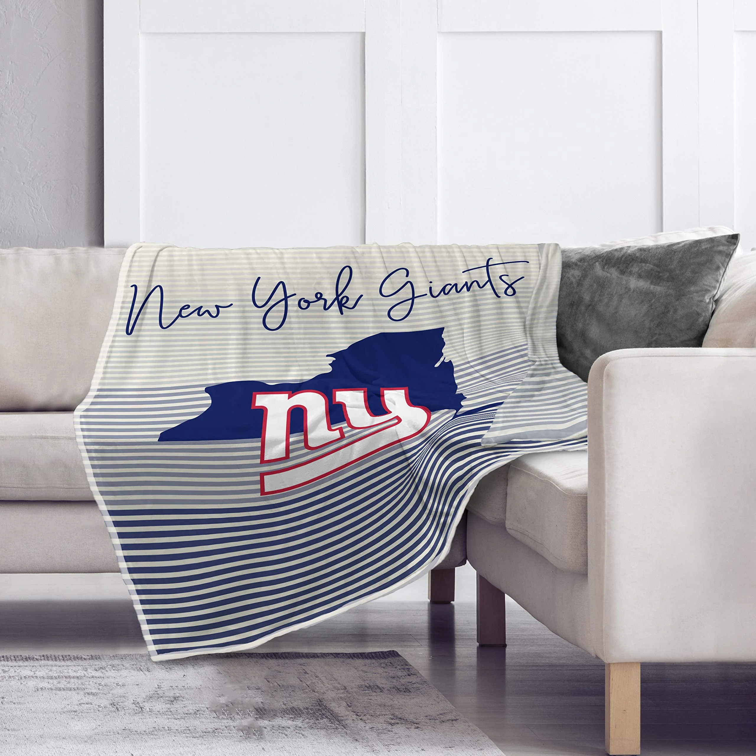 Pegasus Sports NFL Ultra Fleece State Stripe Blanket- New York Giants, Team Color, 60x70 - Image 2