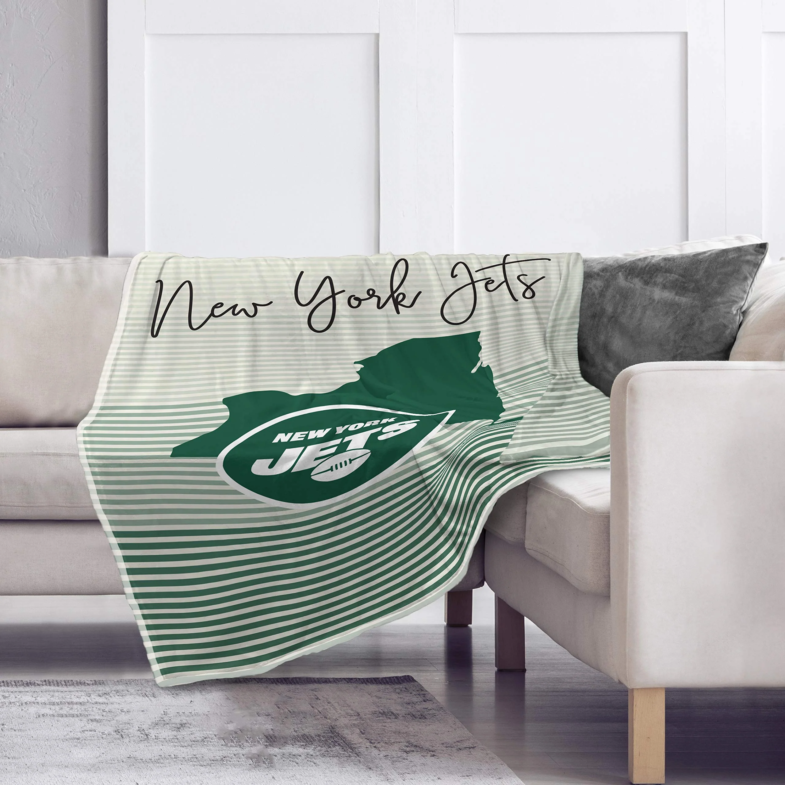Pegasus Sports NFL Ultra Fleece State Stripe Blanket- New York Jets, Team Color, 60x70 - Image 2