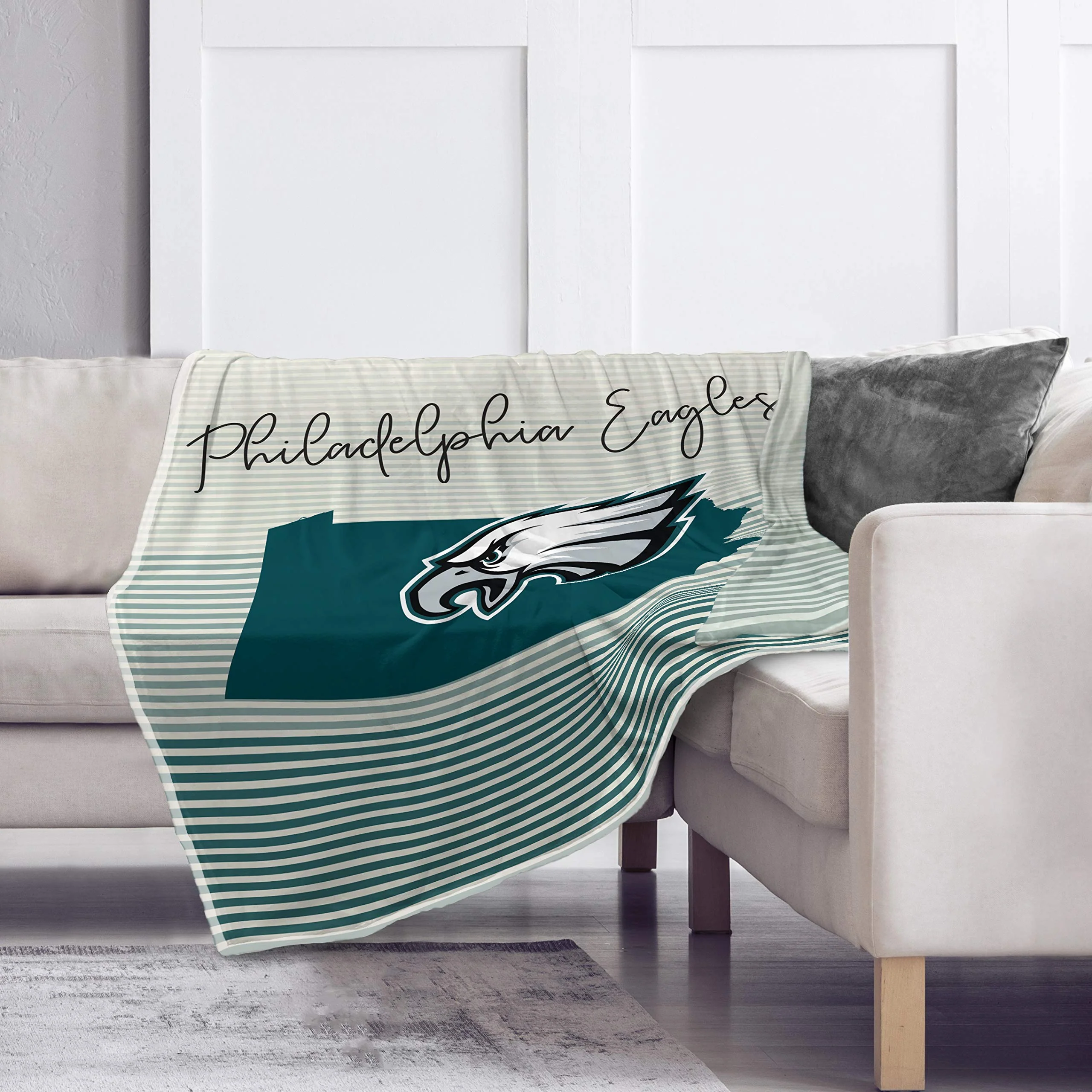 Pegasus Sports NFL Ultra Fleece State Stripe Blanket- Philadelphia Eagles, Team Color, 60x70 - Image 2