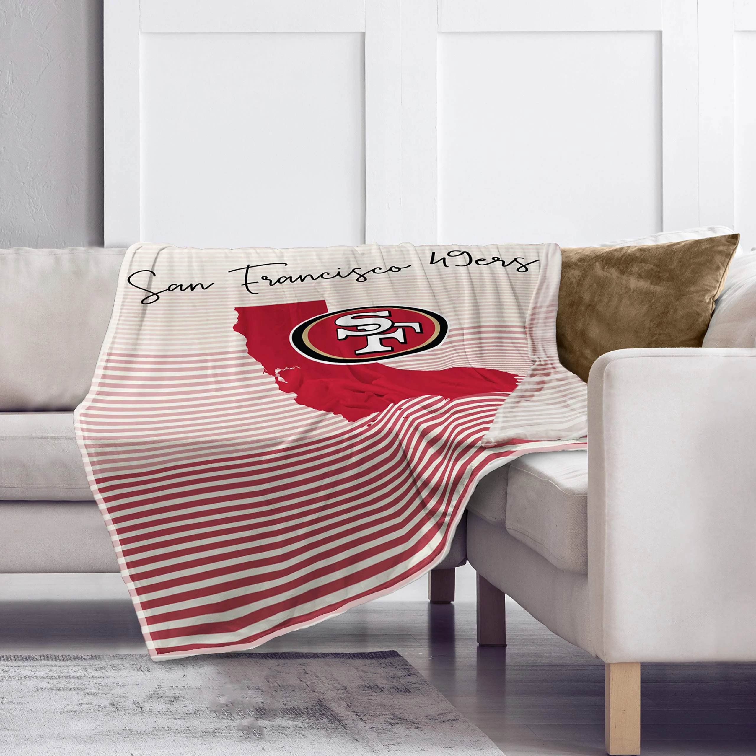Pegasus Sports NFL Ultra Fleece State Stripe Blanket- San Francisco 49ers, Team Color, 60x70 - Image 2
