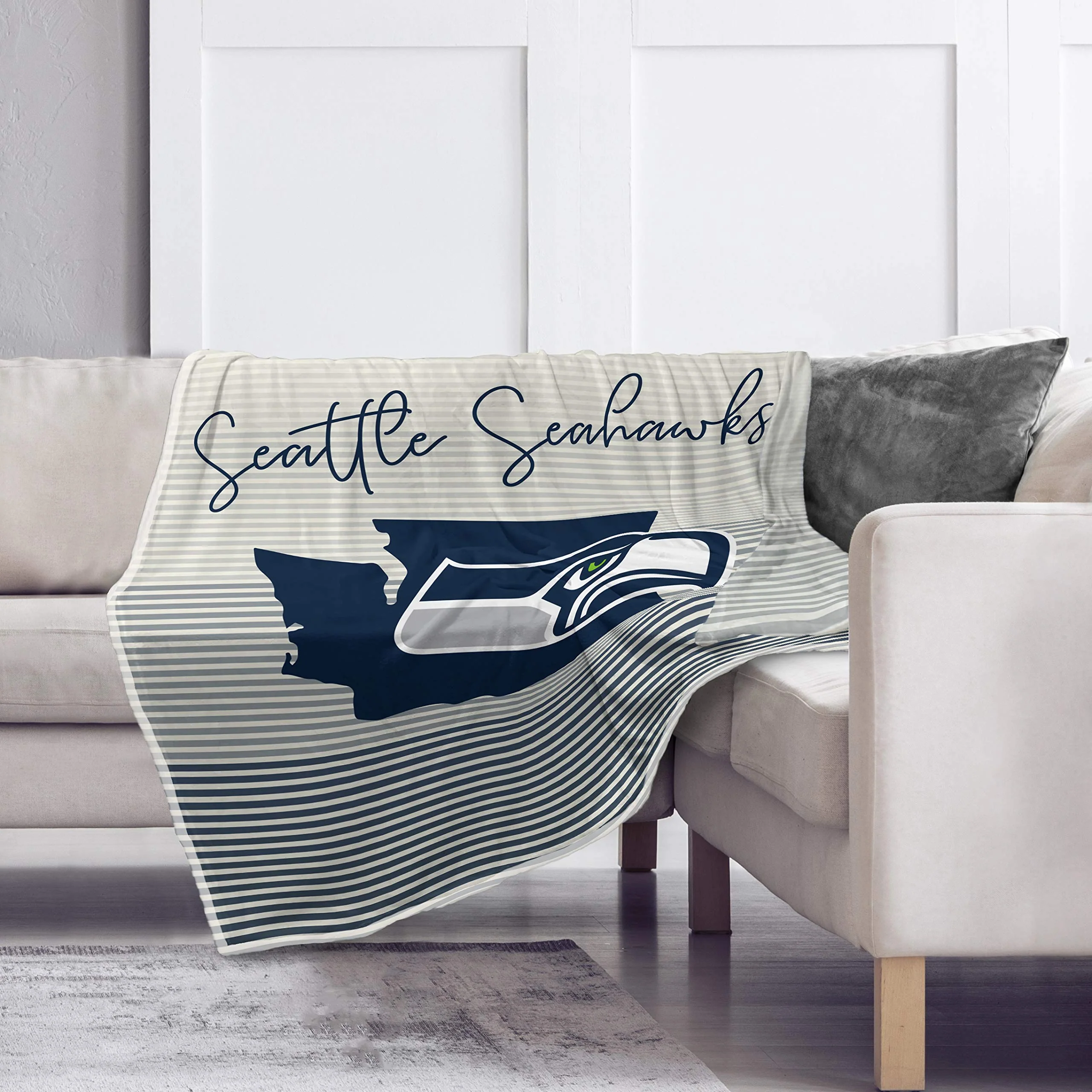 Pegasus Sports NFL Ultra Fleece State Stripe Blanket- Seattle Seahawks, Team Color, 60x70 - Image 3