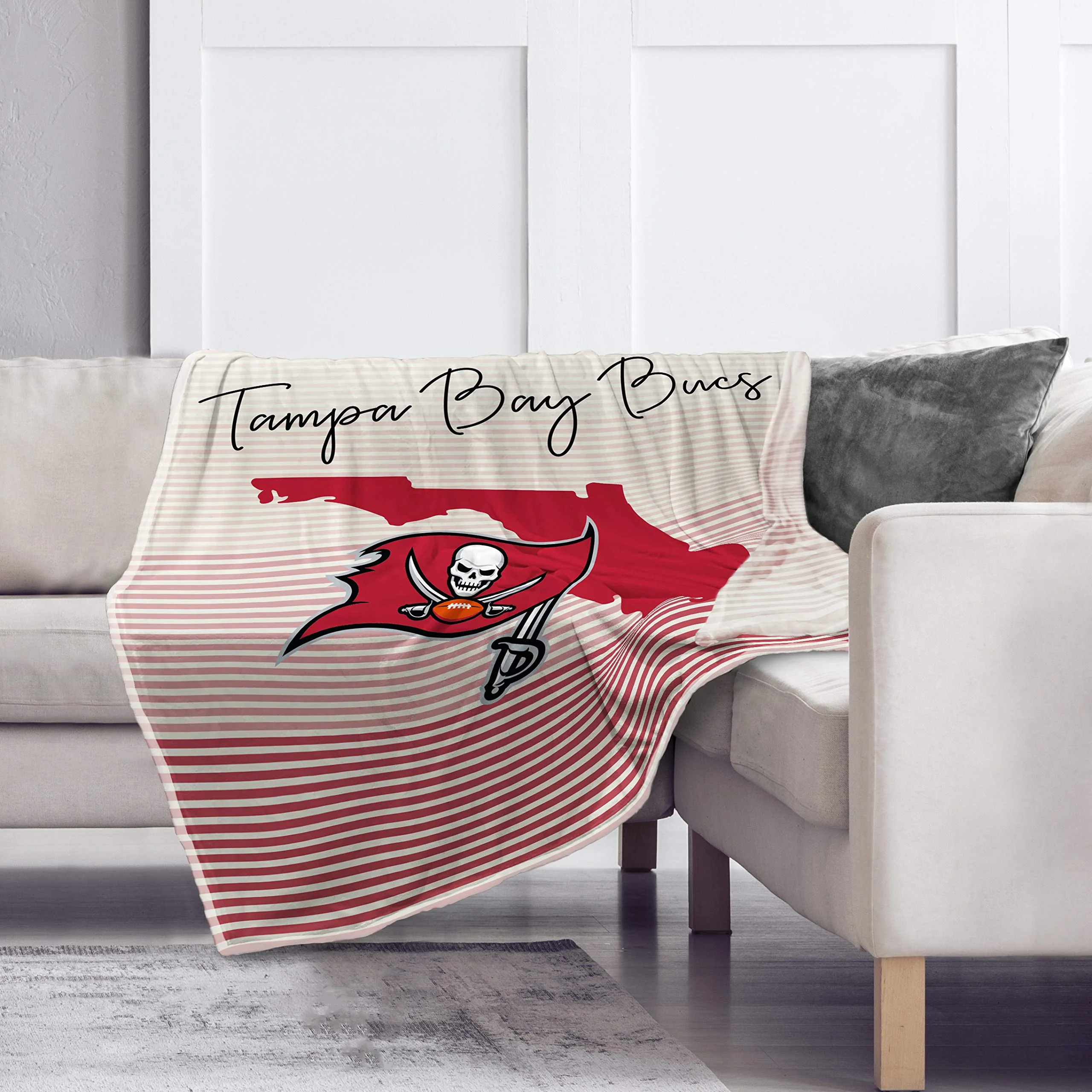 Pegasus Sports NFL Ultra Fleece State Stripe Blanket- Tampa Bay Buccaneers, Team Color, 60x70 - Image 2