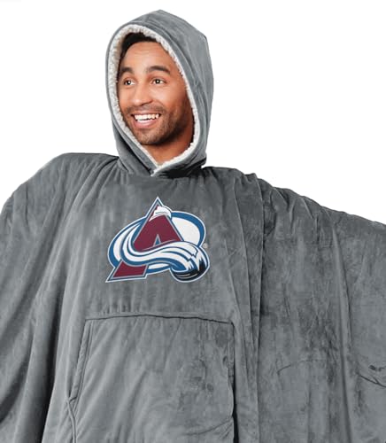 Pegasus Sports NHL Colorado Avalanche Team Color Bloncho w/Logo Patch & Sherpa - Image 4