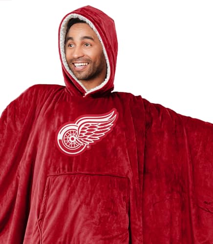 Pegasus Sports NHL Detroit Red Wings Team Color Bloncho w/Logo Patch & Sherpa - Image 4