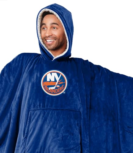 Pegasus Sports NHL New York Islanders Team Color Bloncho w/Logo Patch & Sherpa - Image 4