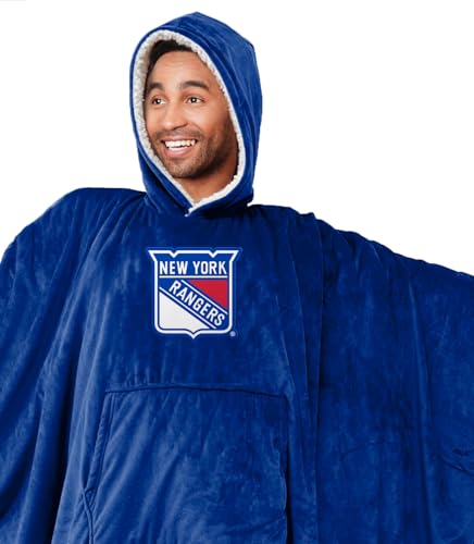 Pegasus Sports NHL New York Rangers Team Color Bloncho w/Logo Patch & Sherpa - Image 4
