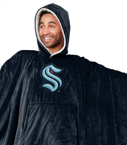 Pegasus Sports NHL Seattle Kraken Team Color Bloncho w/Logo Patch & Sherpa - Image 4