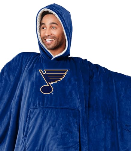 Pegasus Sports NHL St. Louis Blues Team Color Bloncho w/Logo Patch & Sherpa - Image 4