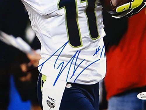 Percy Harvin Autographed 16x20 Super Bowl Stiff Arm Photo- JSA W Authenticated - Image 2