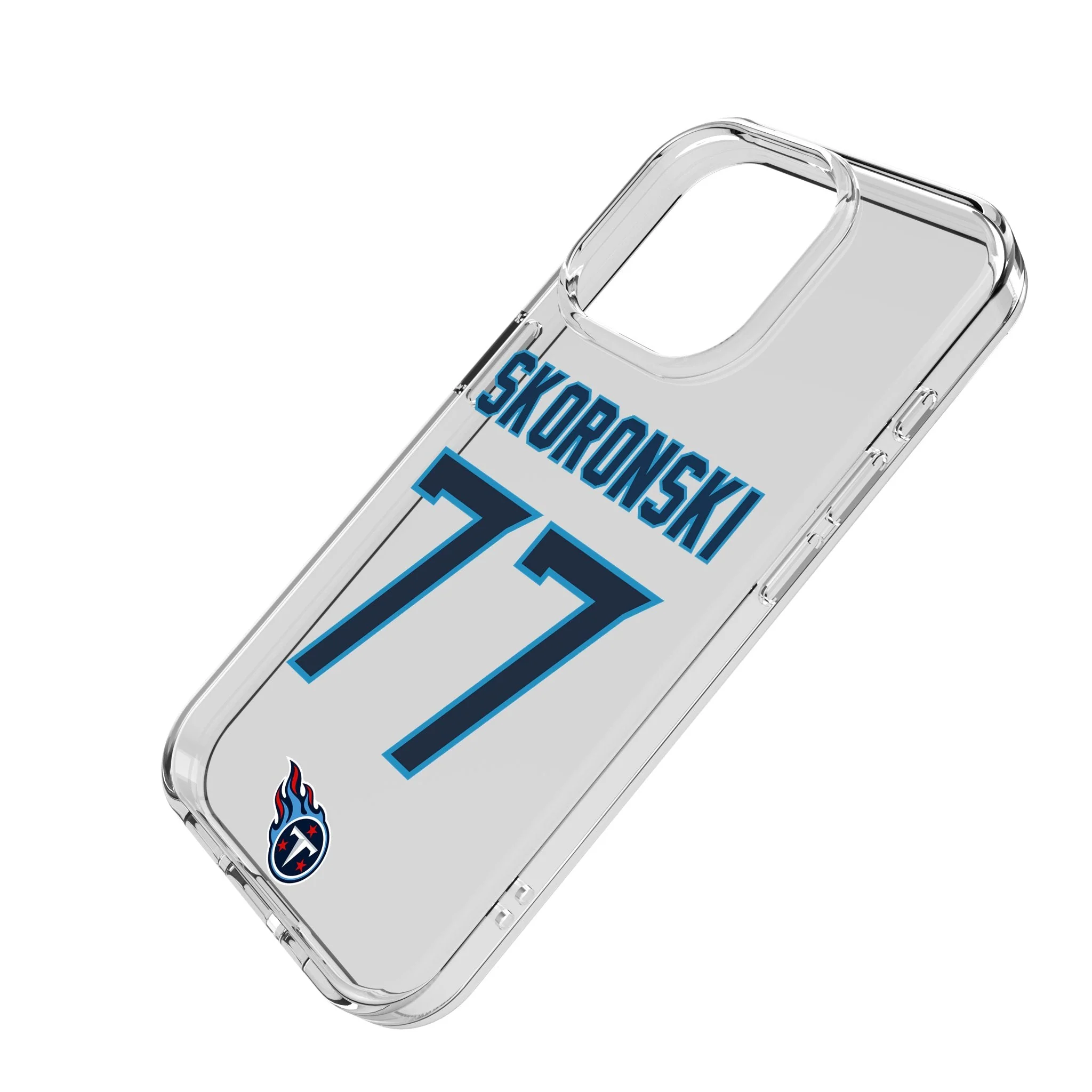 Peter Skoronski Tennessee Titans 77 Game Tactic Clear Phone Case for Apple iPhone - Image 2