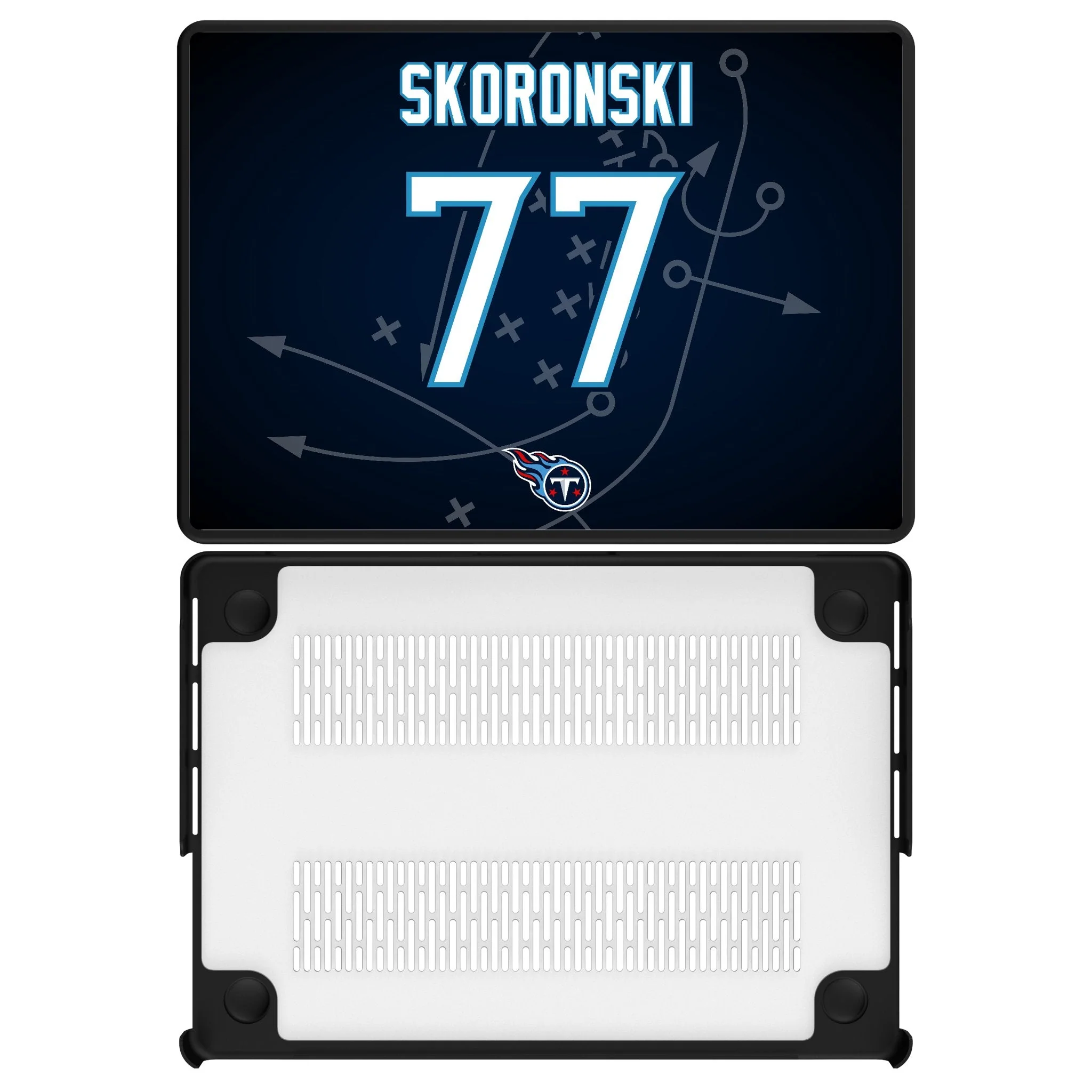 Peter Skoronski Tennessee Titans 77 Game Tactic Laptop Case for Apple MacBook