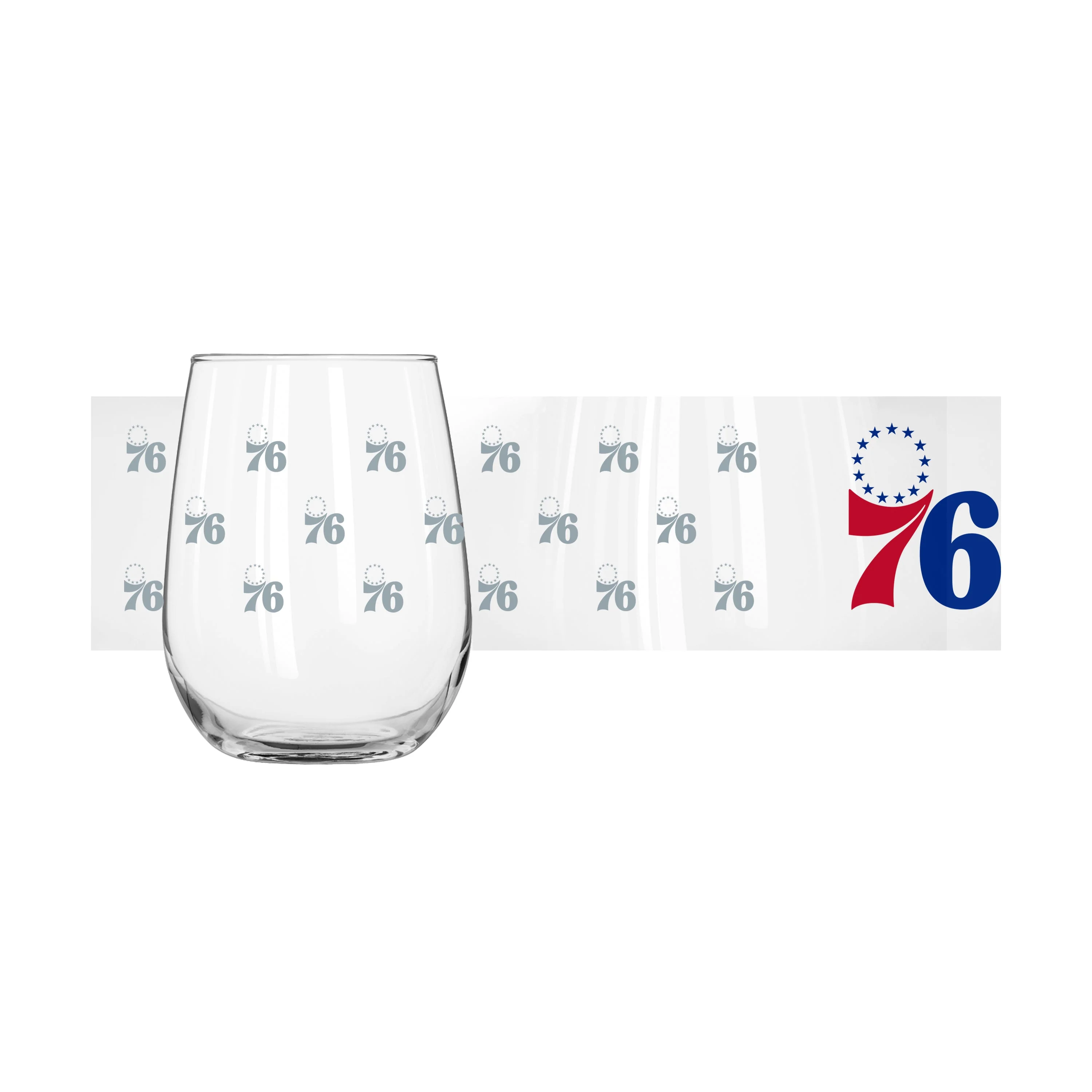 Philadelphia 76ers 16oz Satin Etch Curved Beverage Glass - Image 2