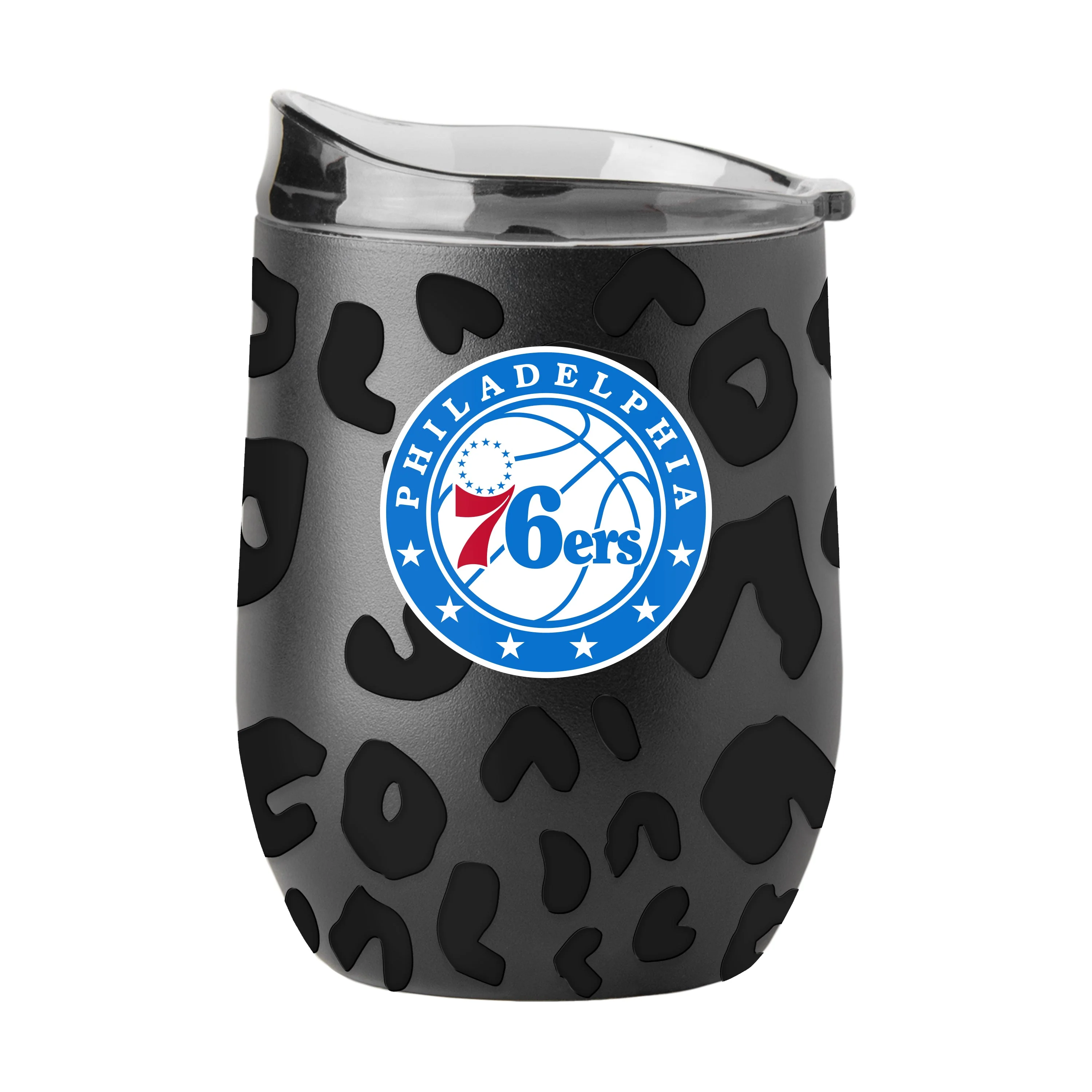 Philadelphia 76ers Leopard 16oz Black Powdercoat Curved Beverage