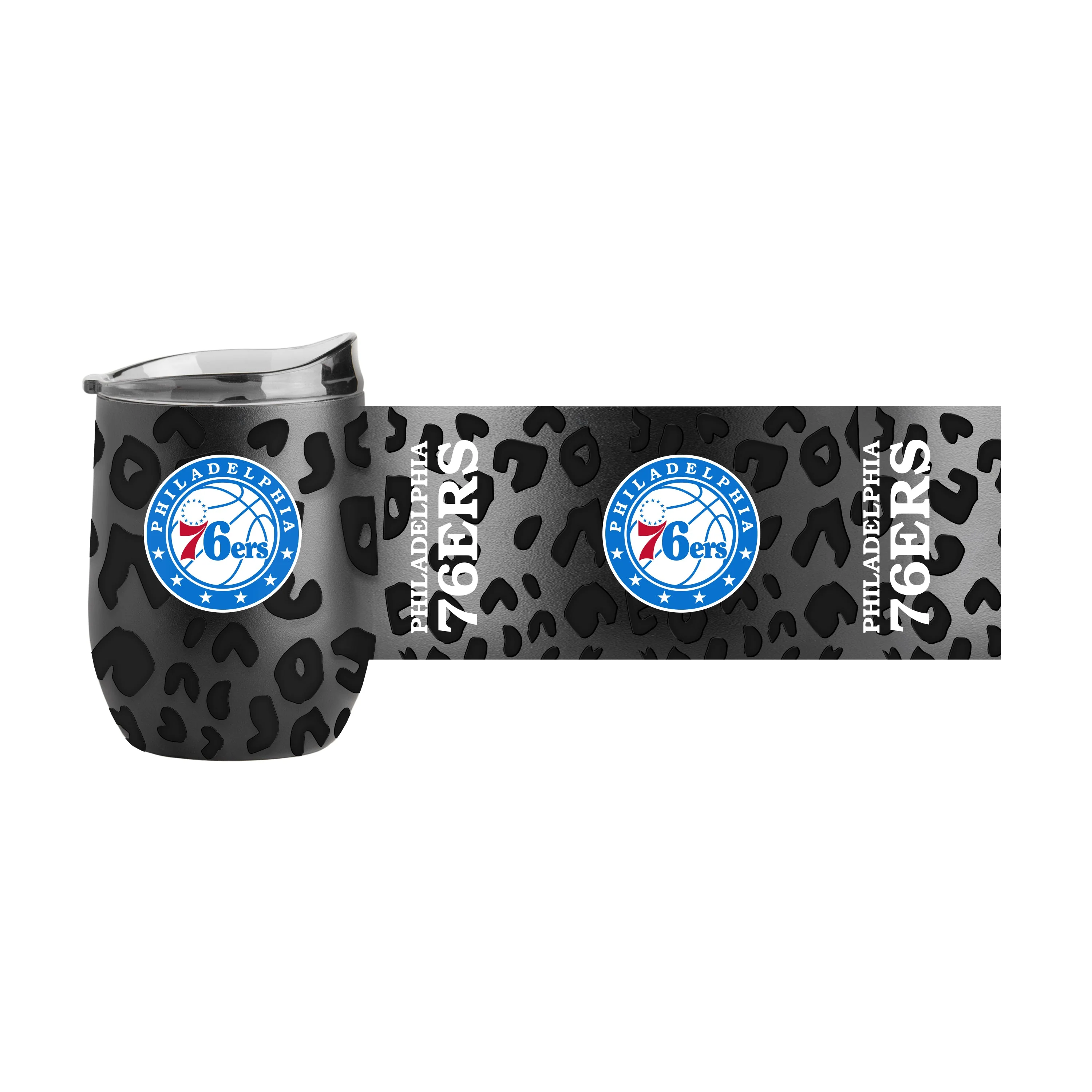 Philadelphia 76ers Leopard 16oz Black Powdercoat Curved Beverage - Image 2