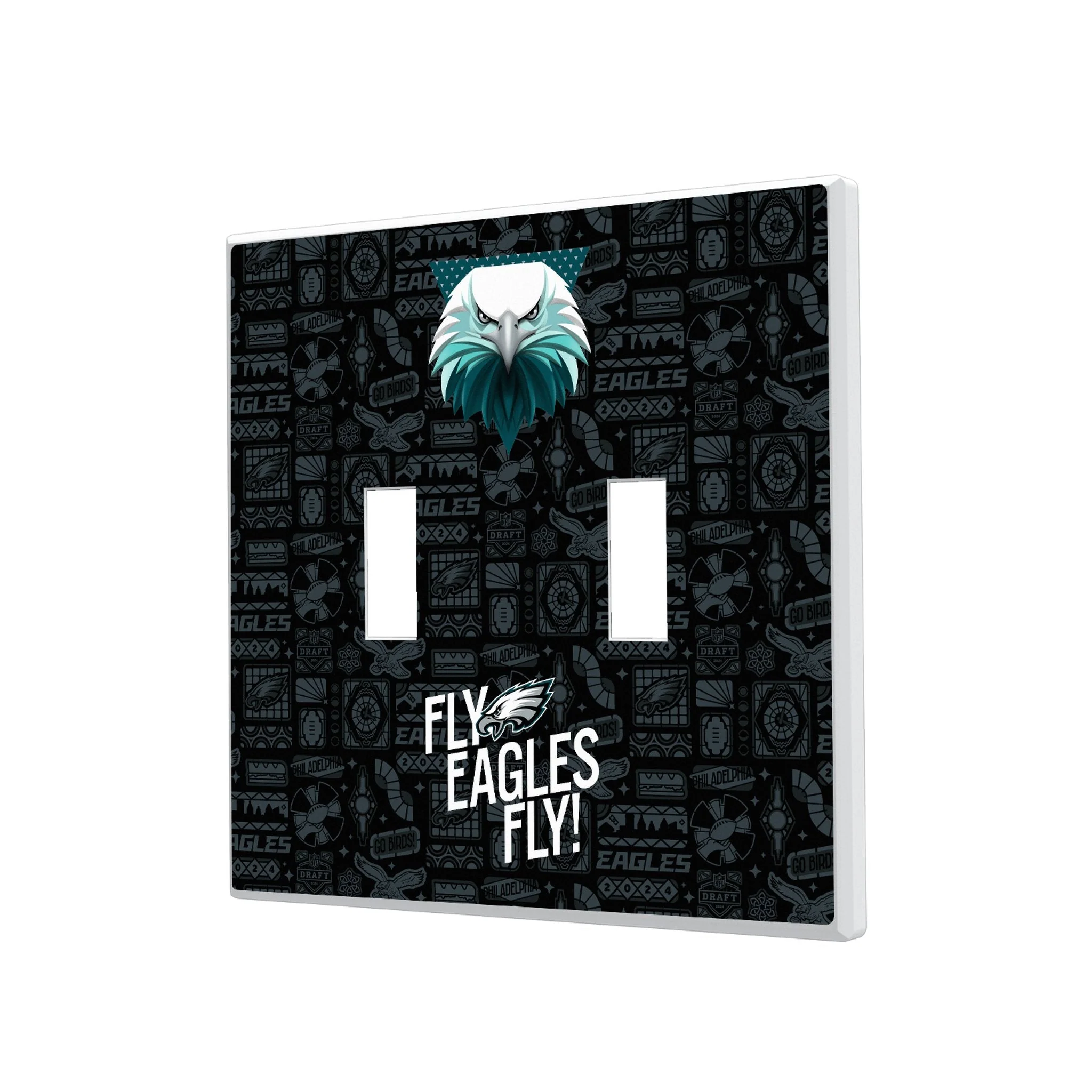 Philadelphia Eagles 2024 Illustrated Limited Edition Hidden-Screw Light Switch Plate - Image 3