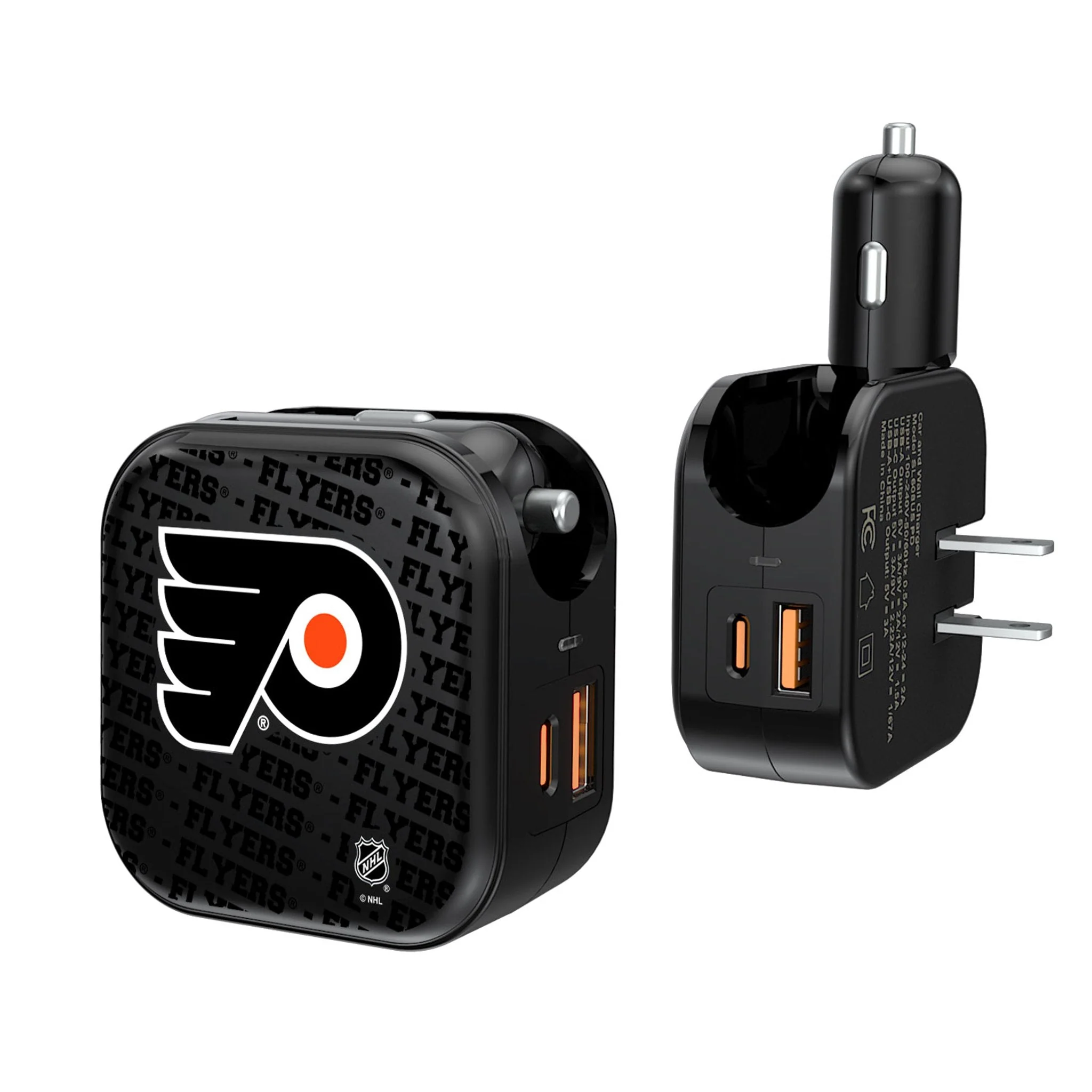 Philadelphia Flyers Text Backdrop 2 in 1 USB A/C Charger