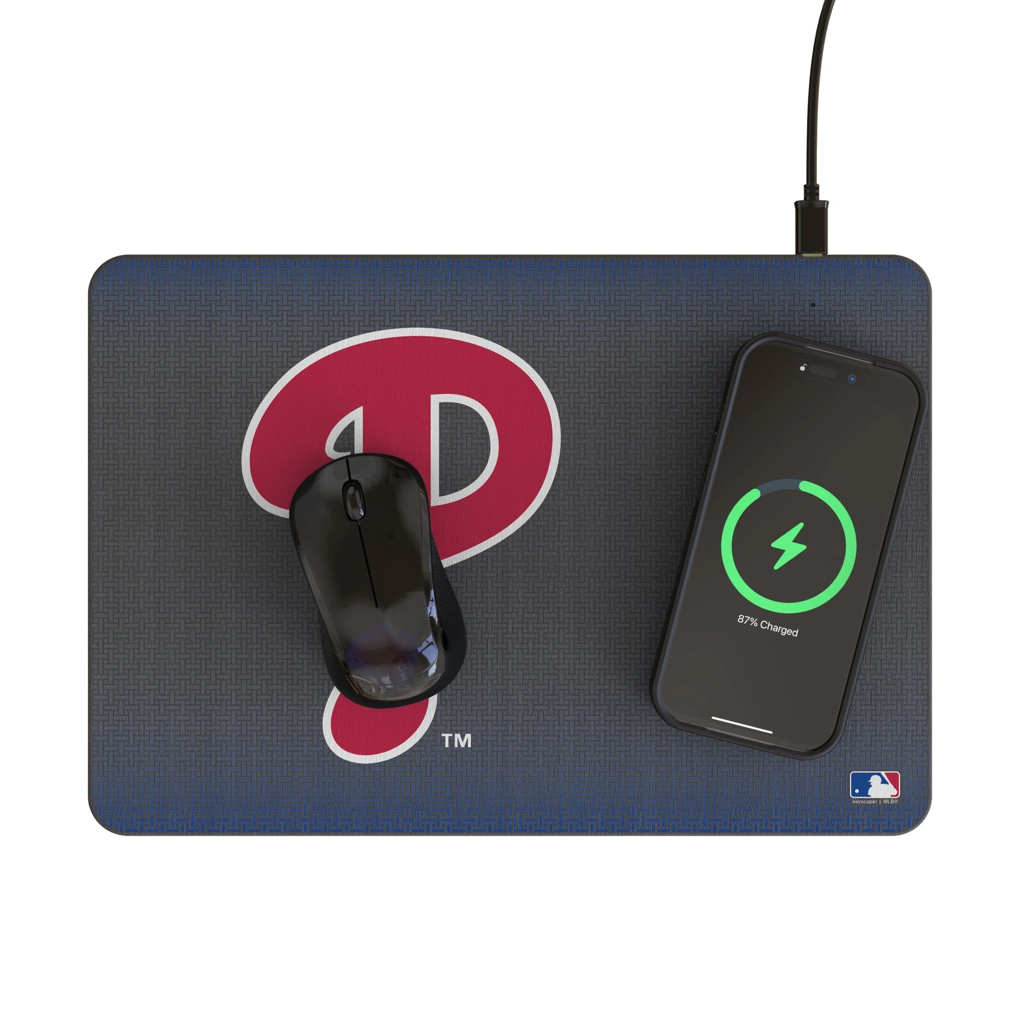 Philadelphia Phillies Linen 15-Watt Wireless Charger and Mouse Pad - Image 2