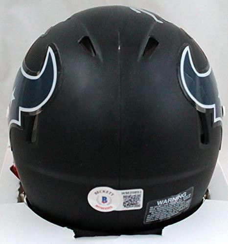 Phillip Lindsay Autographed Houston Texans Flat Black Speed Mini Helmet-Beckett W Hologram Silver - Image 2