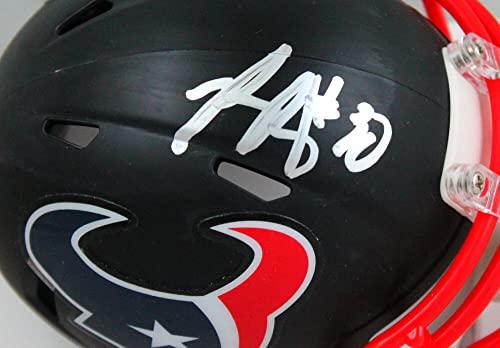 Phillip Lindsay Autographed Houston Texans Flat Black Speed Mini Helmet-Beckett W Hologram Silver - Image 3