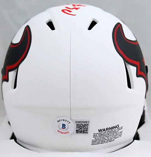 Phillip Lindsay Autographed Houston Texans Lunar Speed Mini Helmet-Beckett W Hologram Red - Image 2