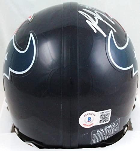 Phillip Lindsay Autographed Houston Texans Mini Helmet-Beckett W Hologram Silver - Image 2