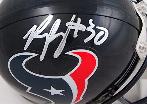Phillip Lindsay Autographed Houston Texans Mini Helmet-Beckett W Hologram Silver - Image 3