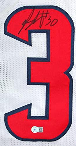 Phillip Lindsay Autographed White Pro Style Jersey-Beckett W Hologram - Image 3