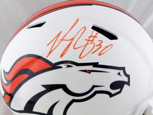 Phillip Lindsay Signed Denver Broncos F/S Flat White Speed Helmet - JSA W Auth - Image 2
