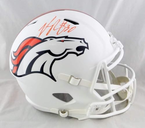Phillip Lindsay Signed Denver Broncos F/S Flat White Speed Helmet - JSA W Auth - Image 3