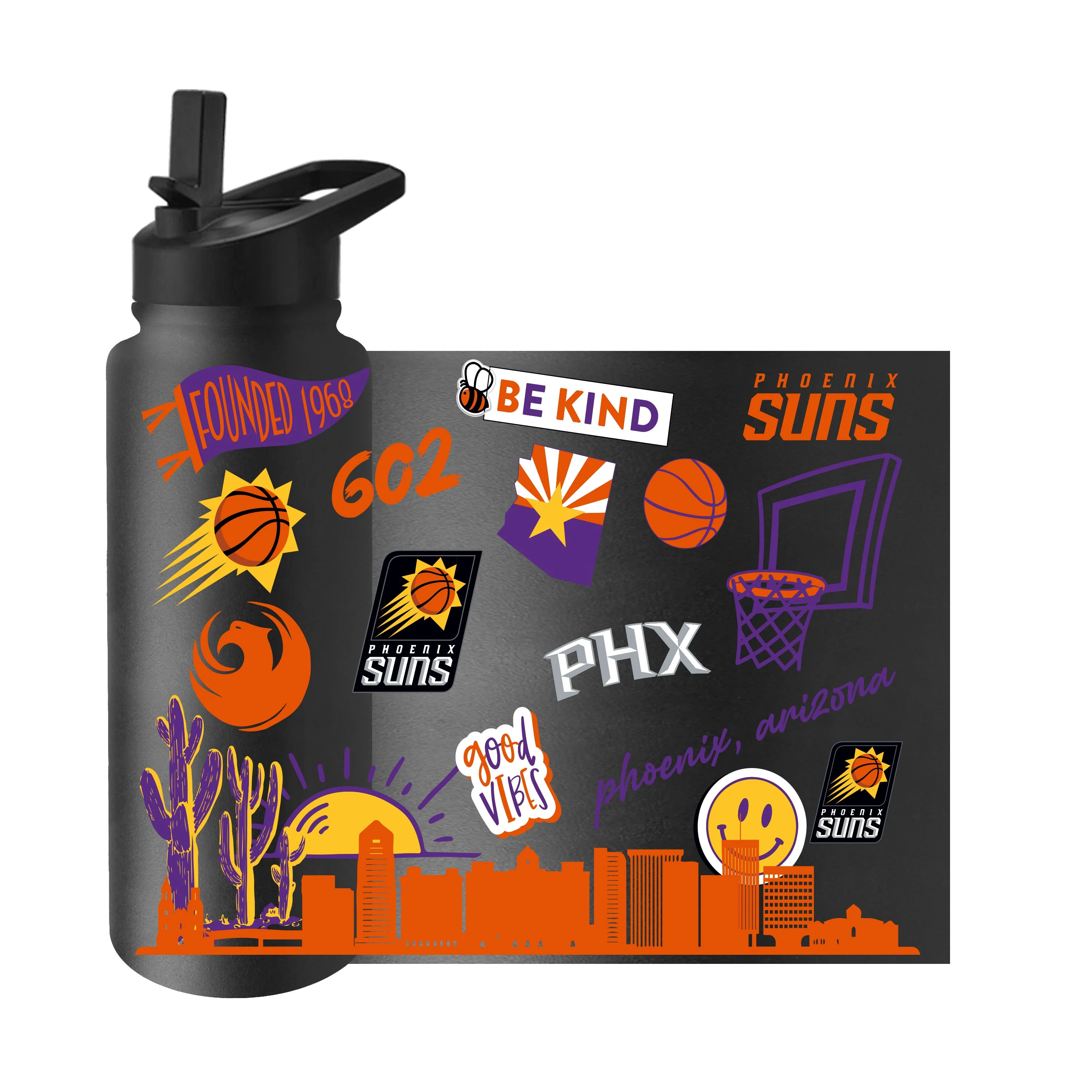 Phoenix Suns 34oz Black Native Quencher Bottle - Image 3